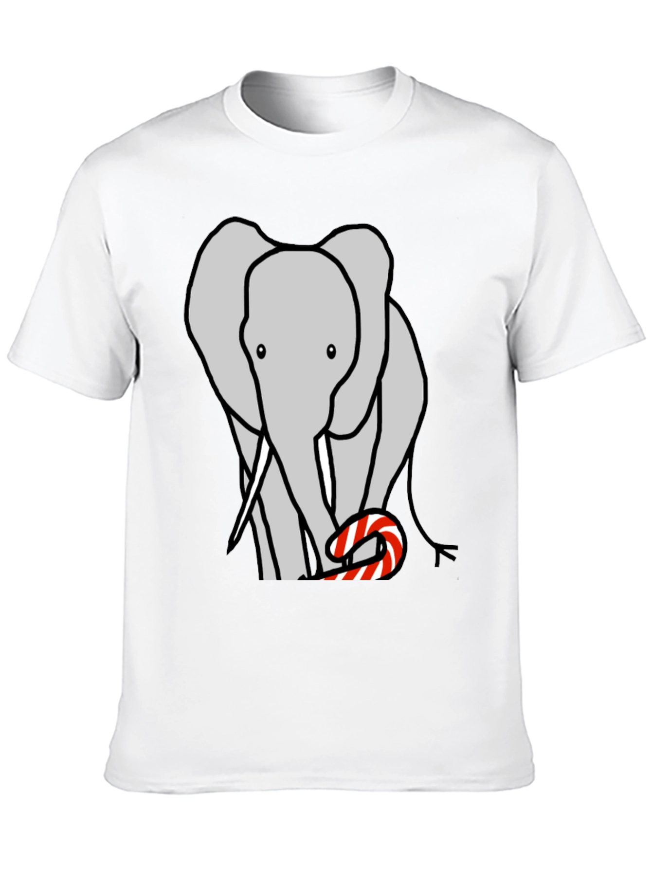 Elephant Candy Cane Black T-Shirt
