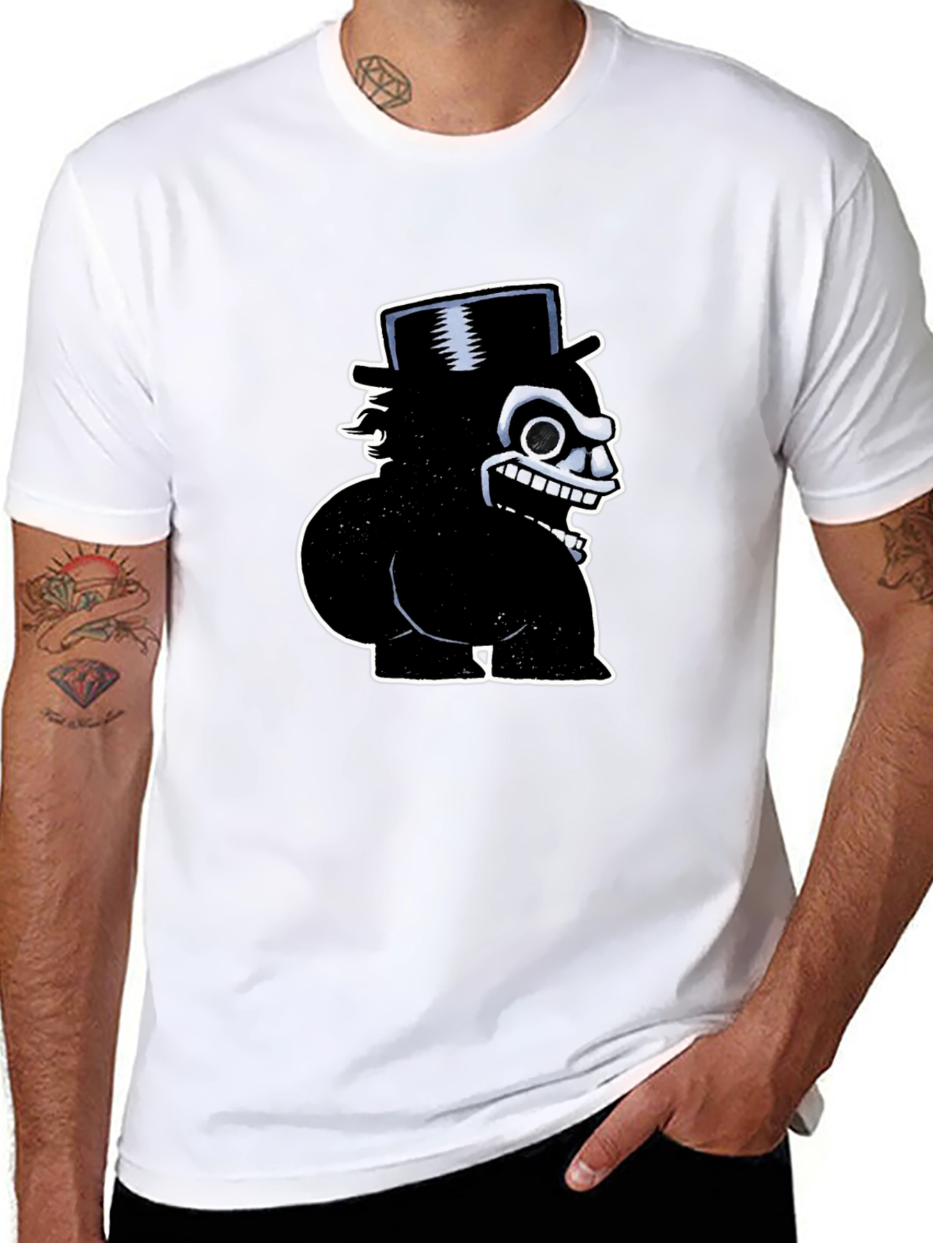 Mens Black Cartoon Character Graphic T-Shirt