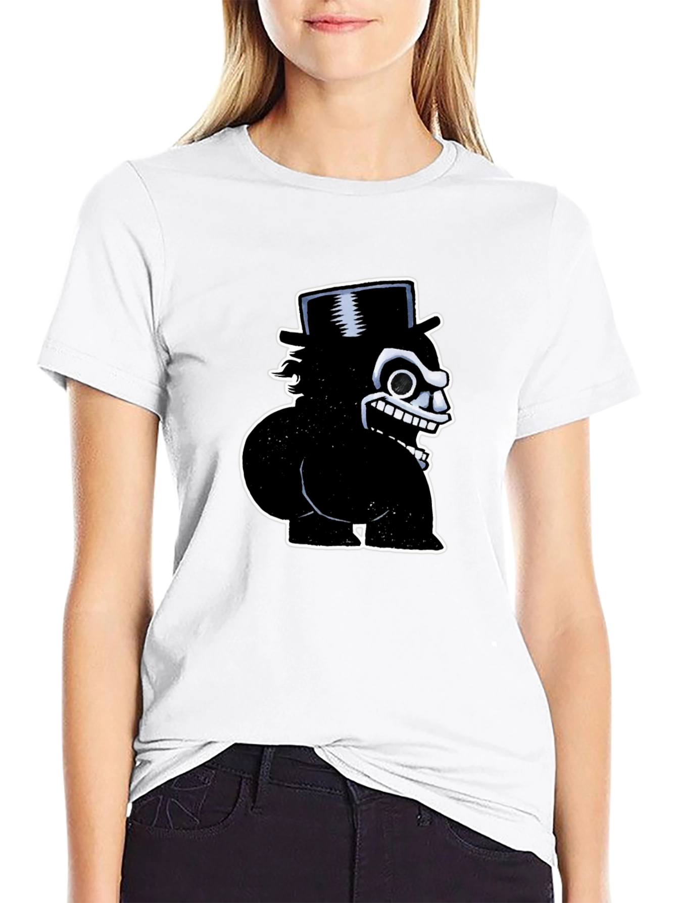 Mens Black Cartoon Character Graphic T-Shirt