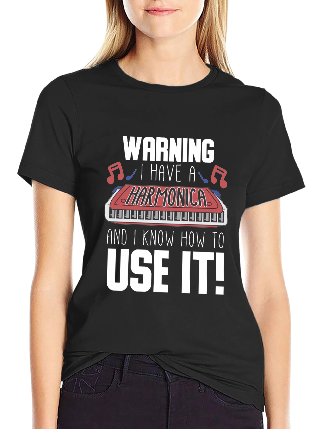 Warning Harmonica T-Shirt - Musician Novelty Tee