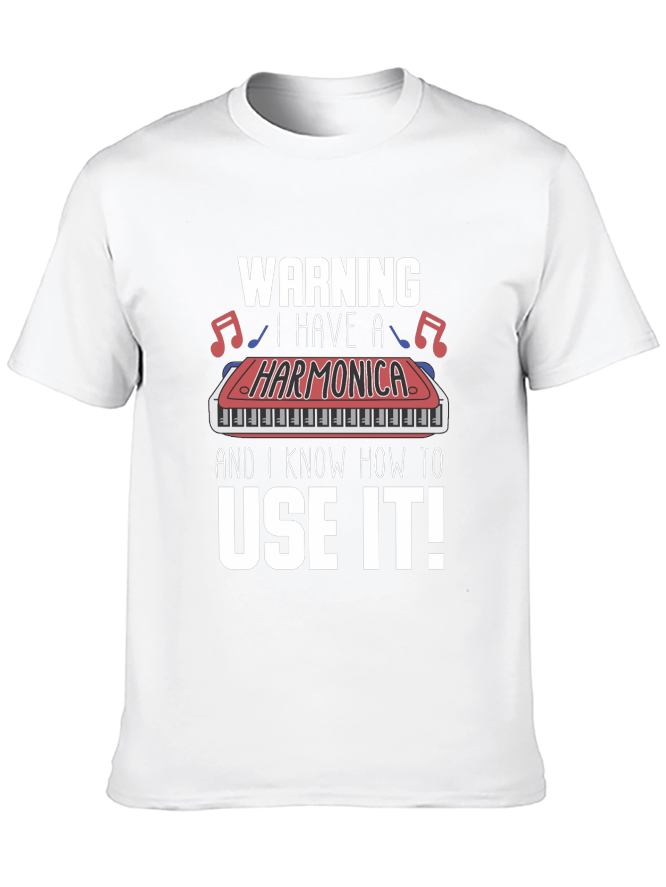 Warning Harmonica T-Shirt - Musician Novelty Tee