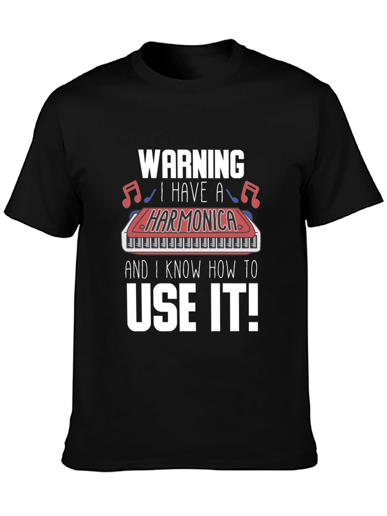 Warning Harmonica T-Shirt - Musician Novelty Tee