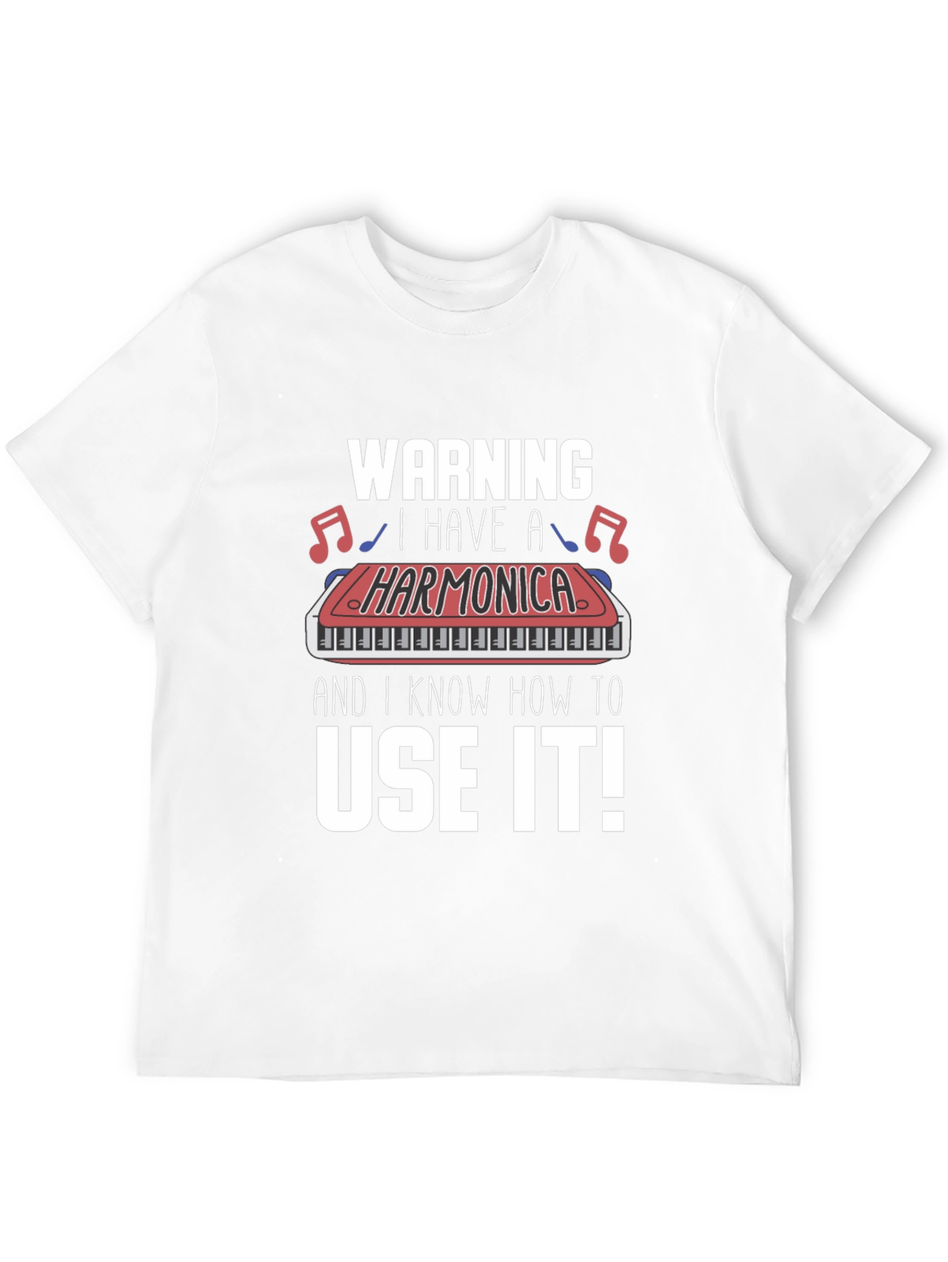 Warning Harmonica T-Shirt - Musician Novelty Tee