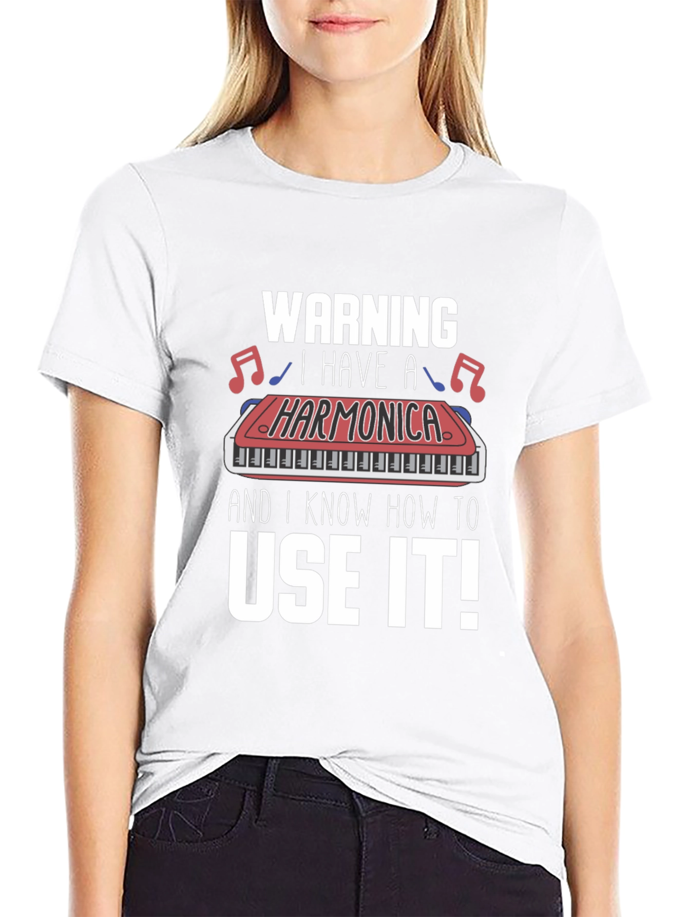 Warning Harmonica T-Shirt - Musician Novelty Tee