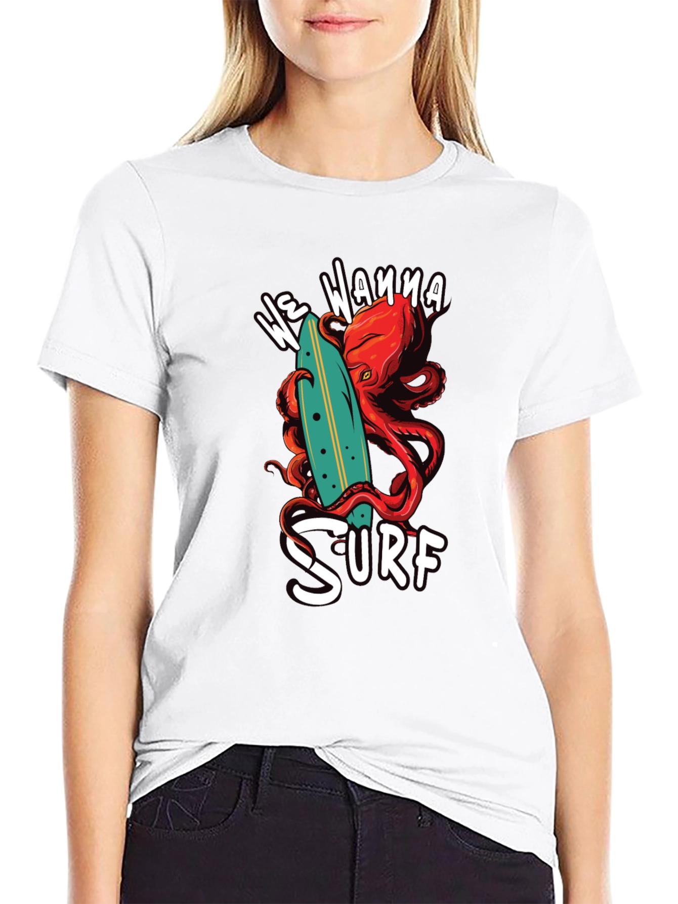 We Wanna Surf Octopus Graphic Tee
