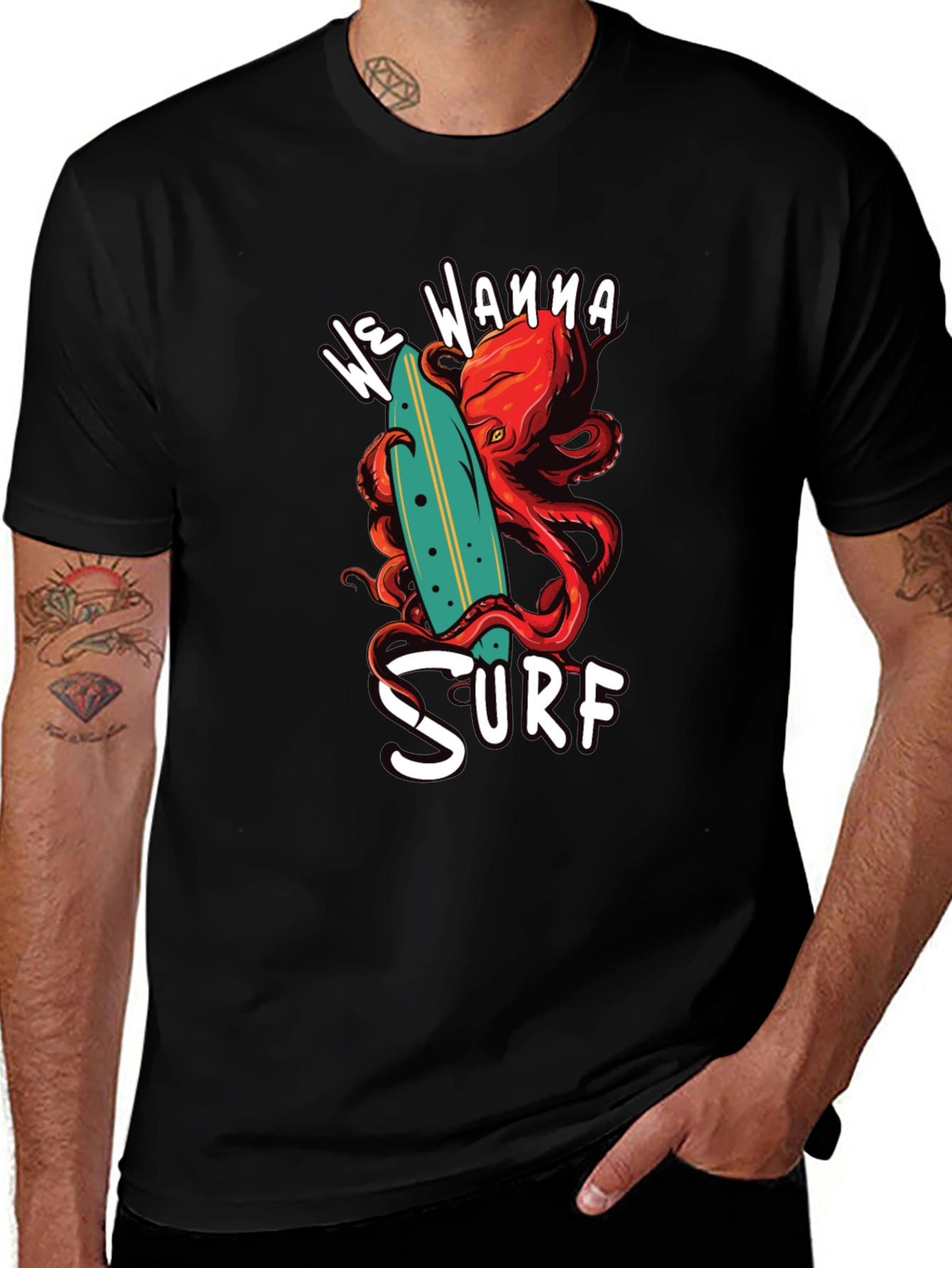 We Wanna Surf Octopus Graphic Tee