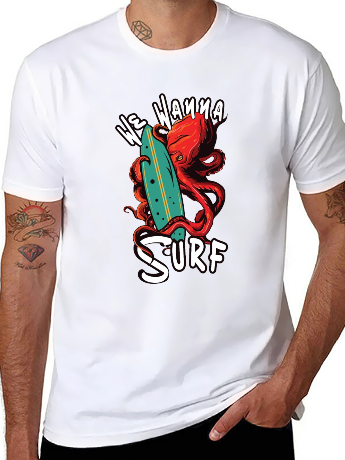 We Wanna Surf Octopus Graphic Tee