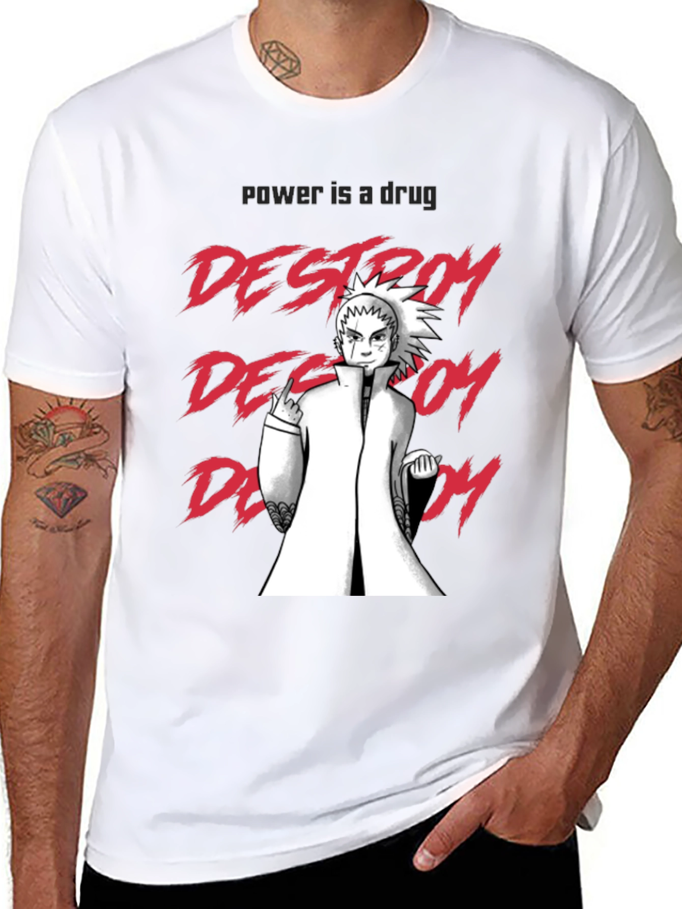 Destroy Anime T-Shirt - Power is a Drug