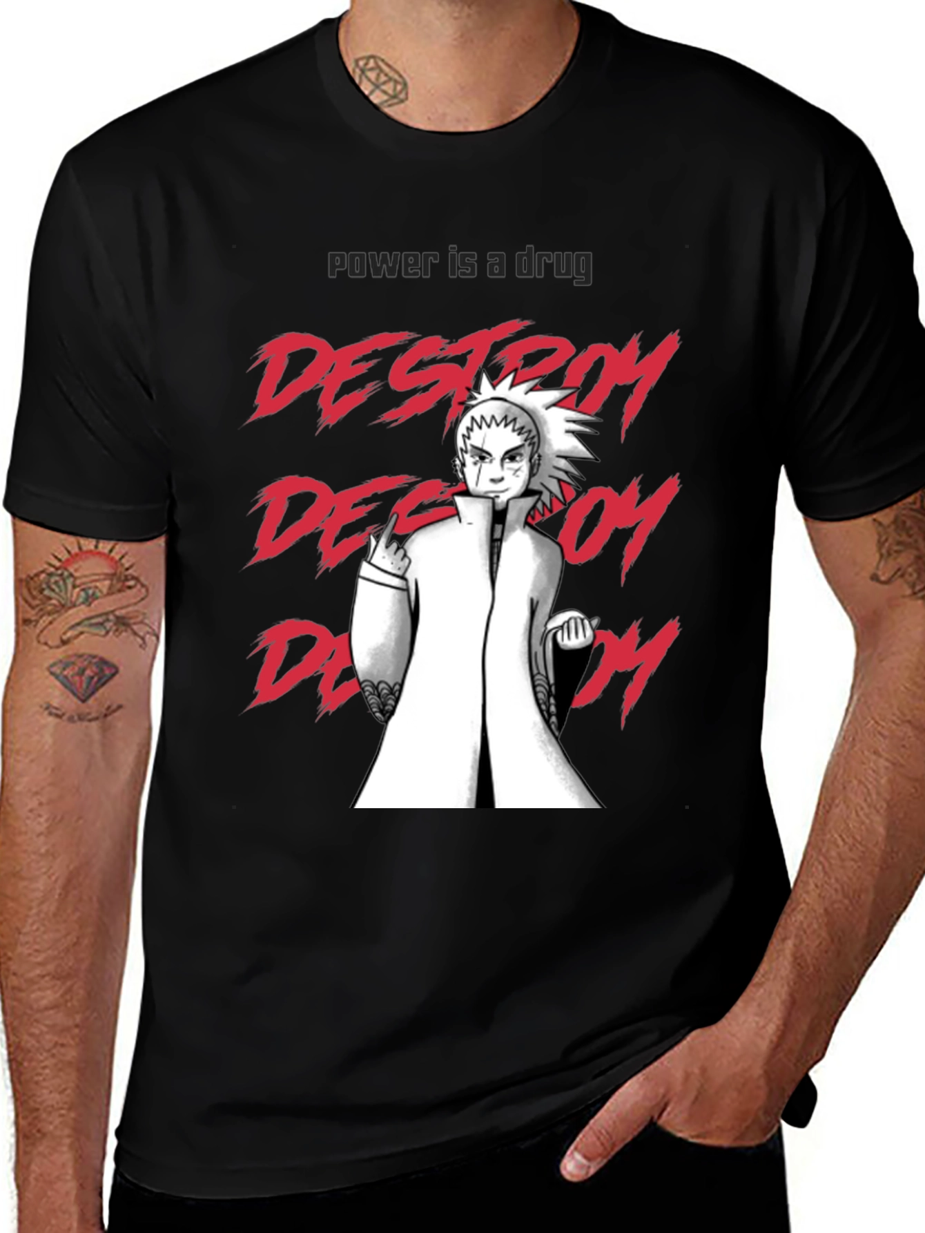 Destroy Anime T-Shirt - Power is a Drug
