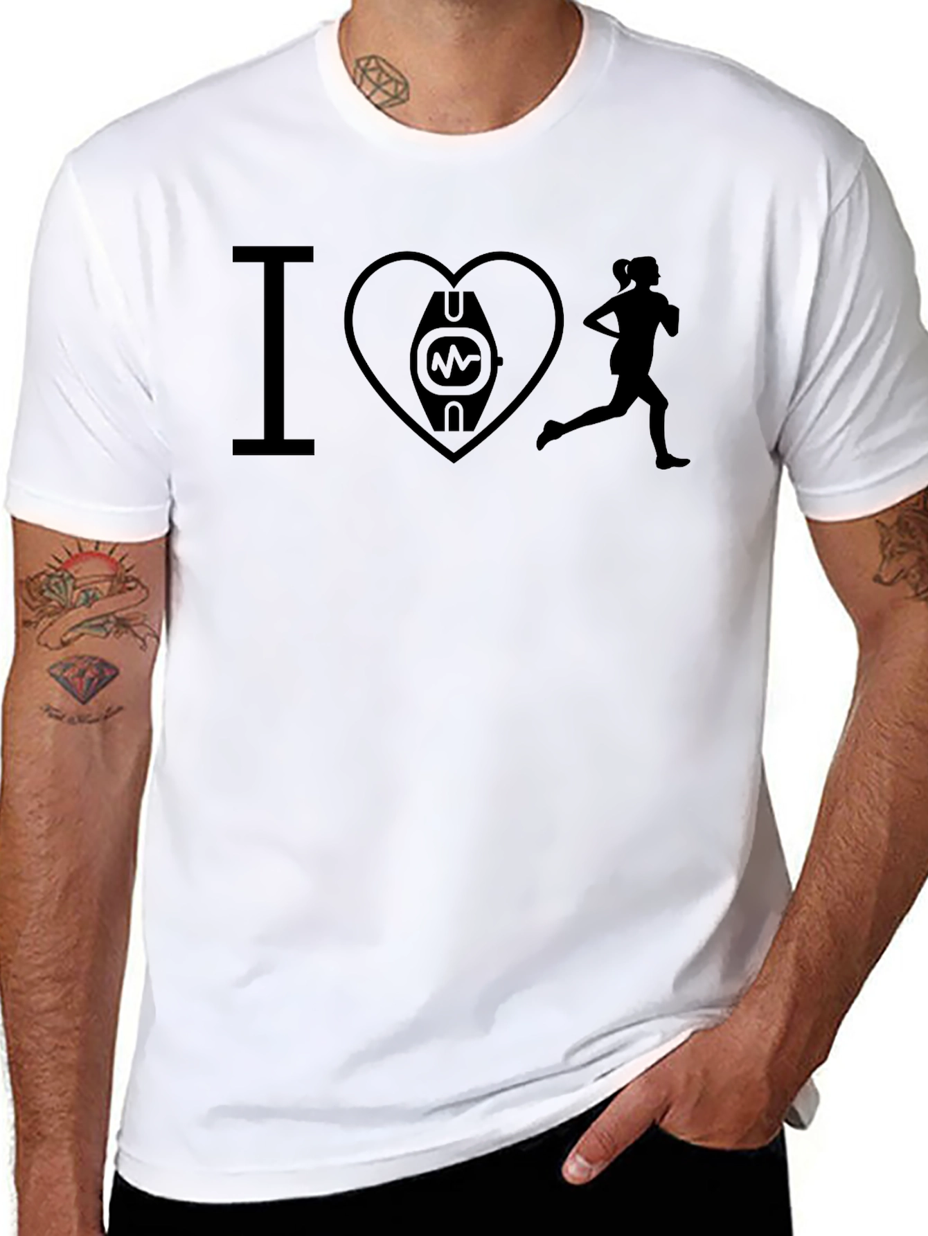 I Heart Running Black T-Shirt Fitness Cardio Tee