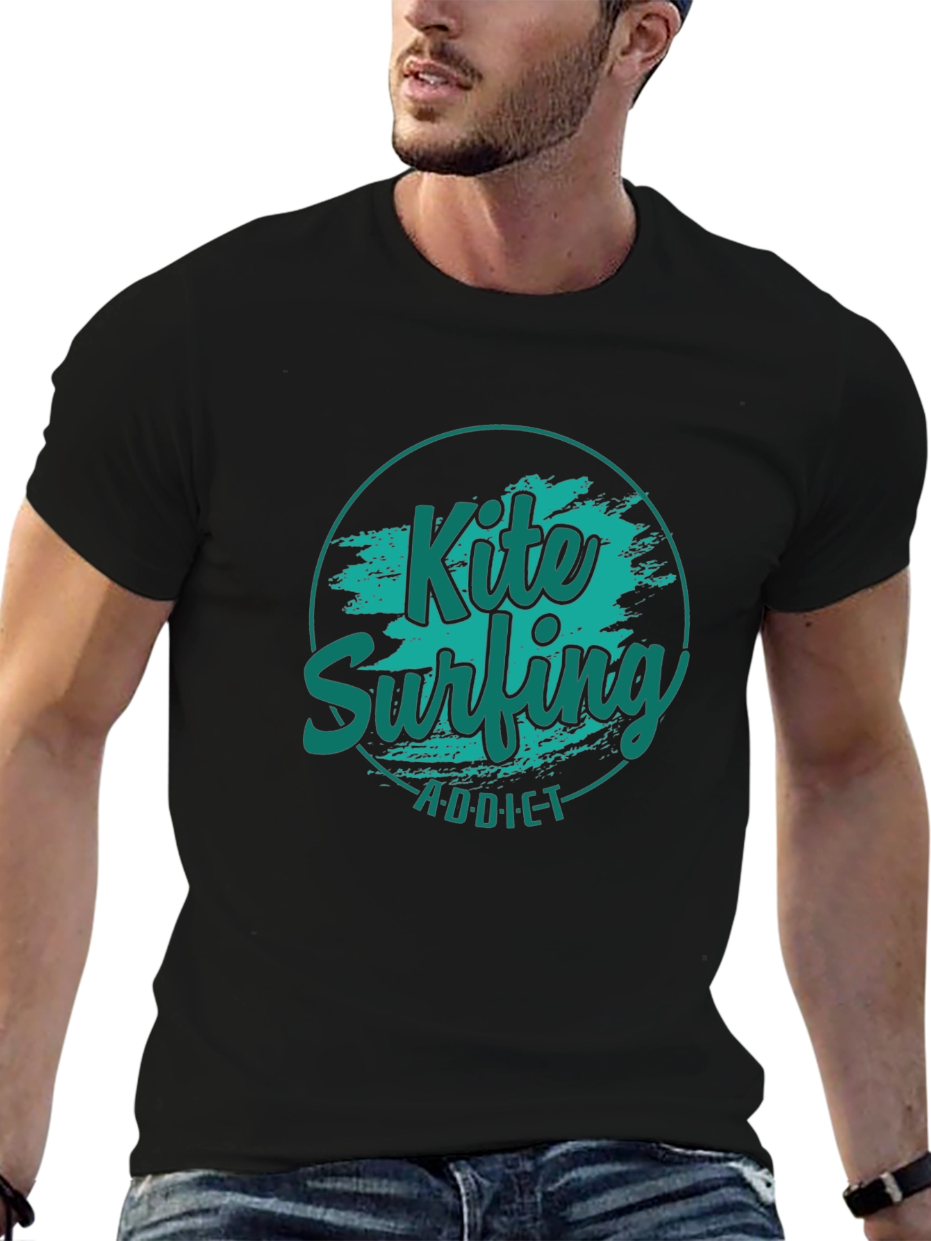 Kite Surfing Addict Black T-Shirt