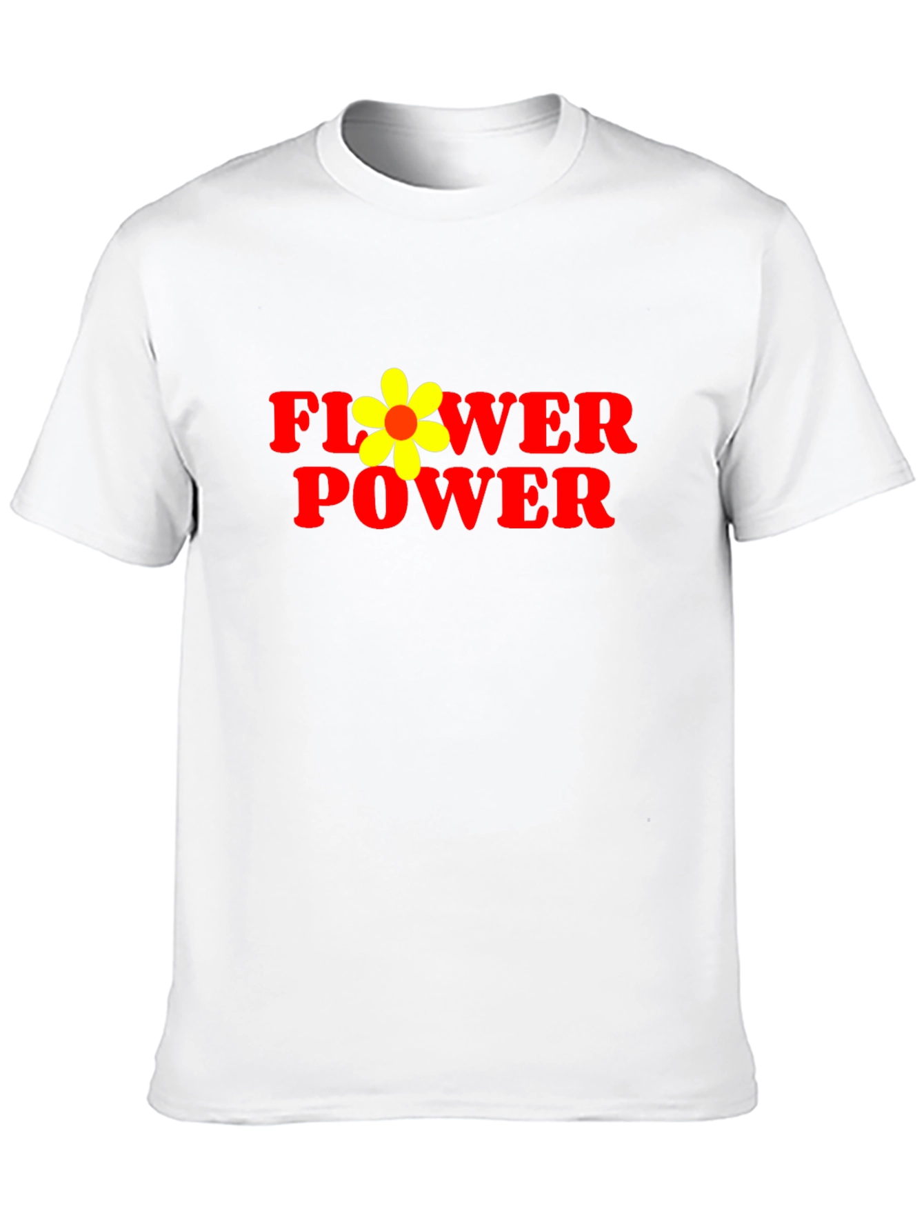 Flower Power Graphic Tee - Black Cotton Casual T-Shirt