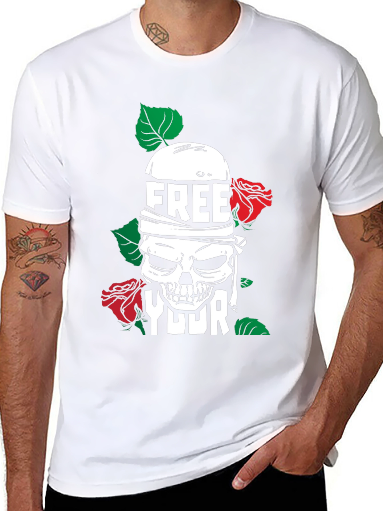 Free Your Mind Skull Graphic T-Shirt