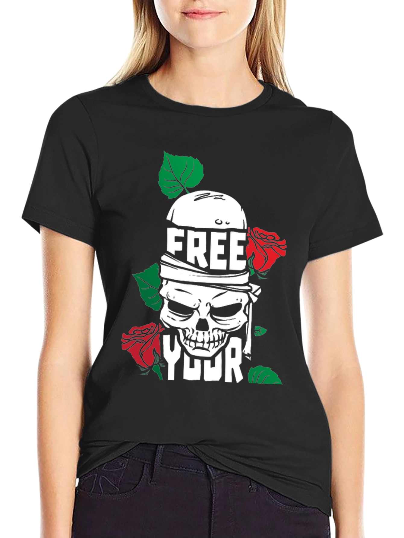 Free Your Mind Skull Graphic T-Shirt