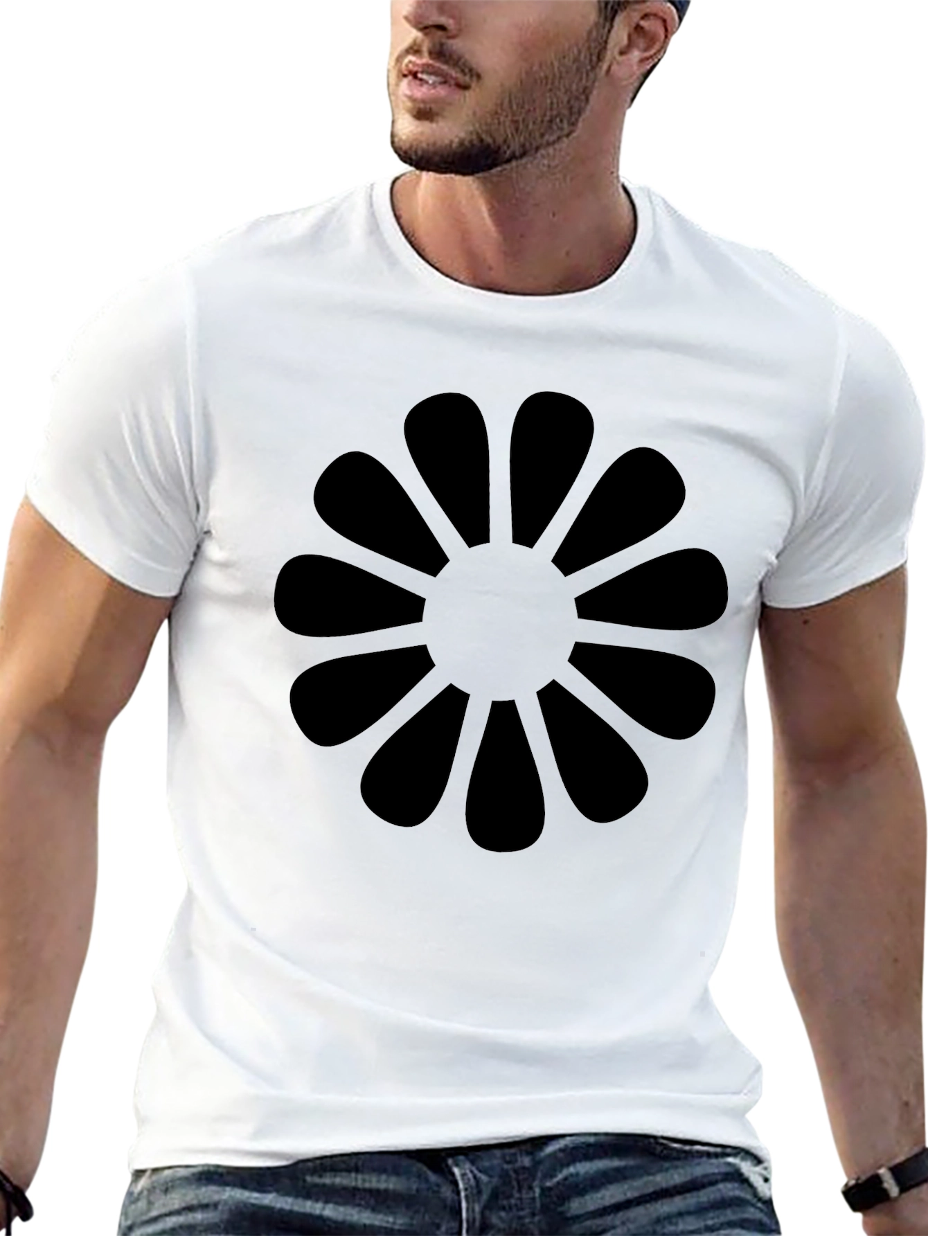 Black Flower Petal Graphic T-Shirt