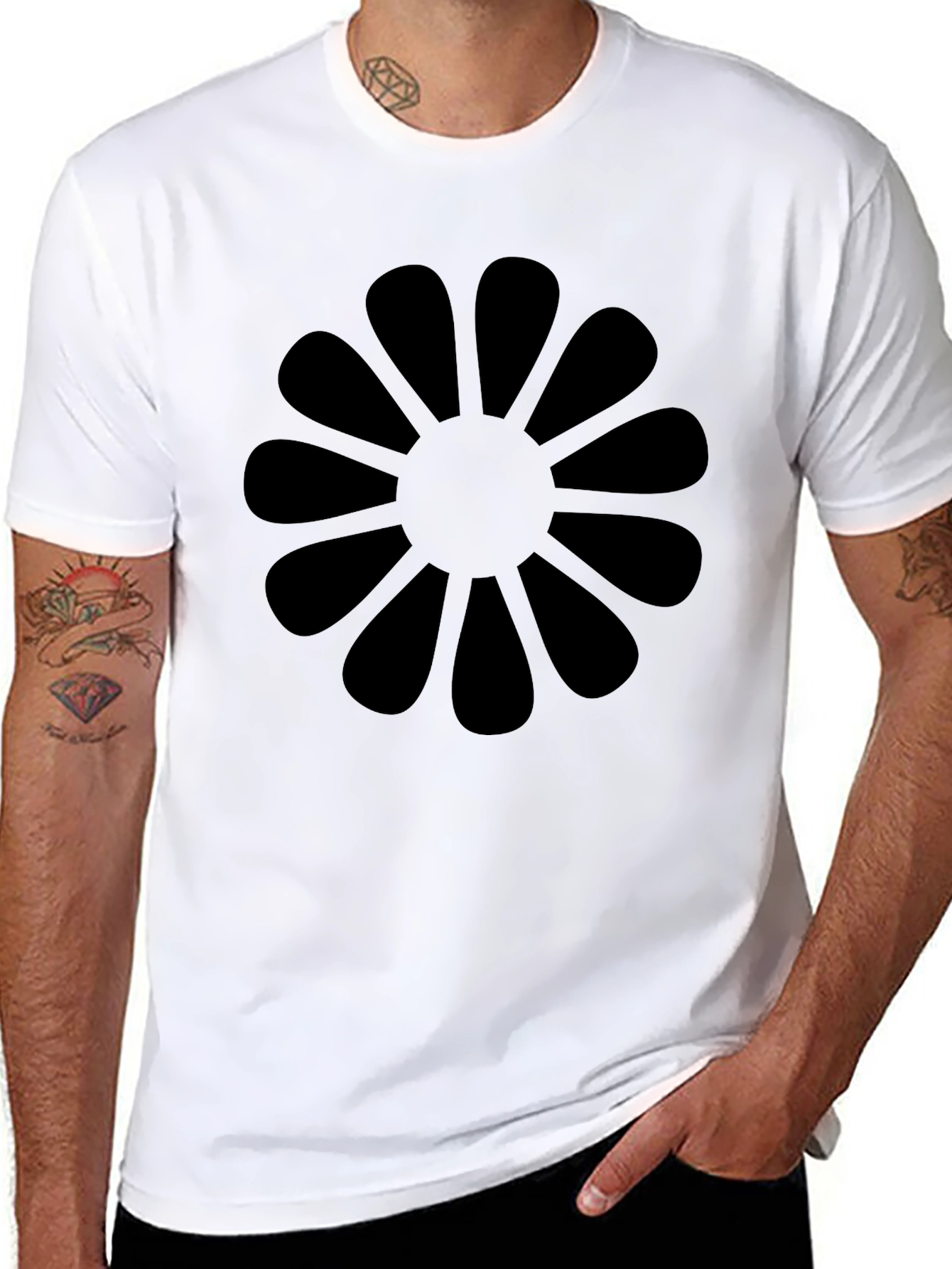 Black Flower Petal Graphic T-Shirt
