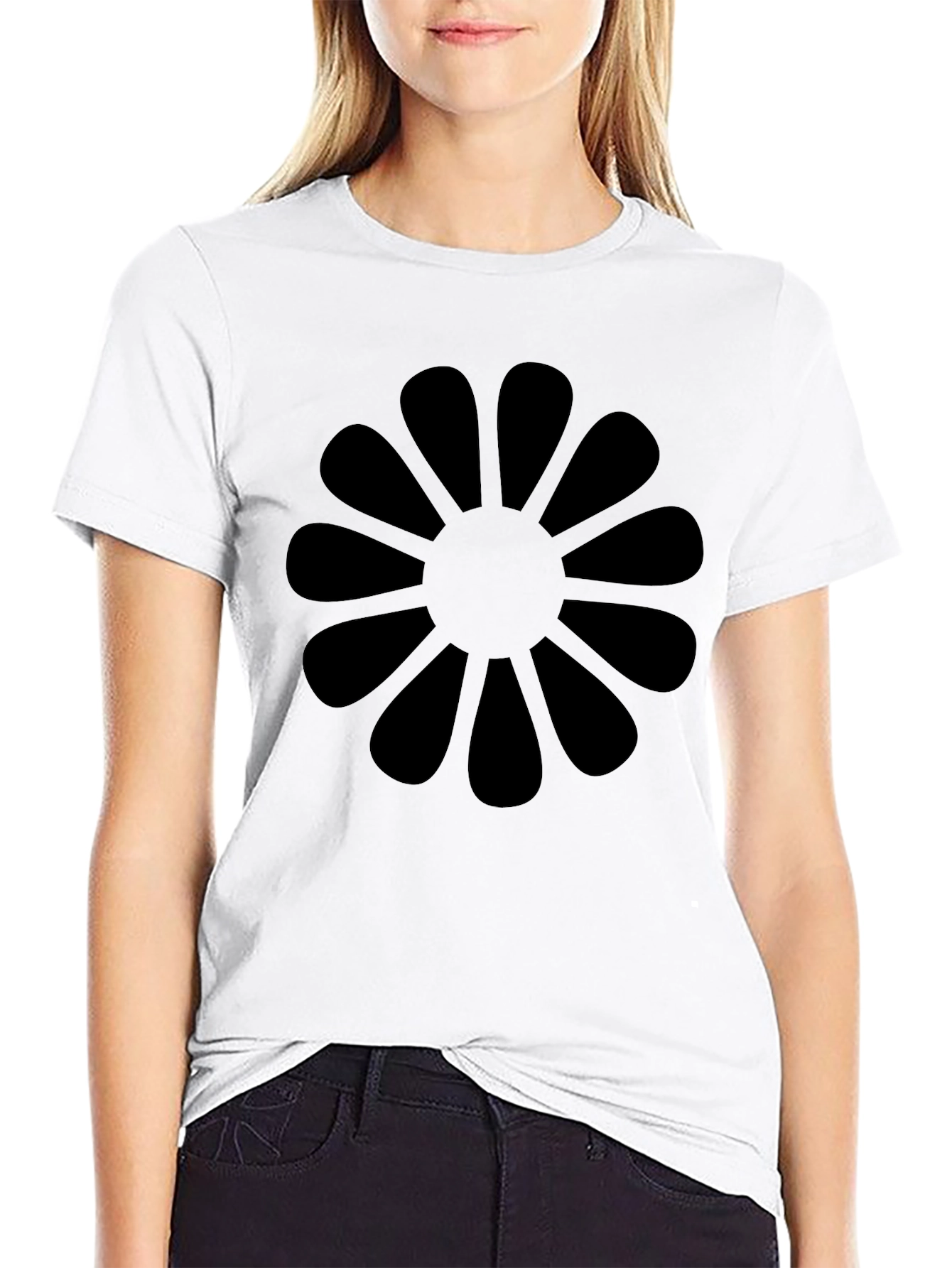 Black Flower Petal Graphic T-Shirt
