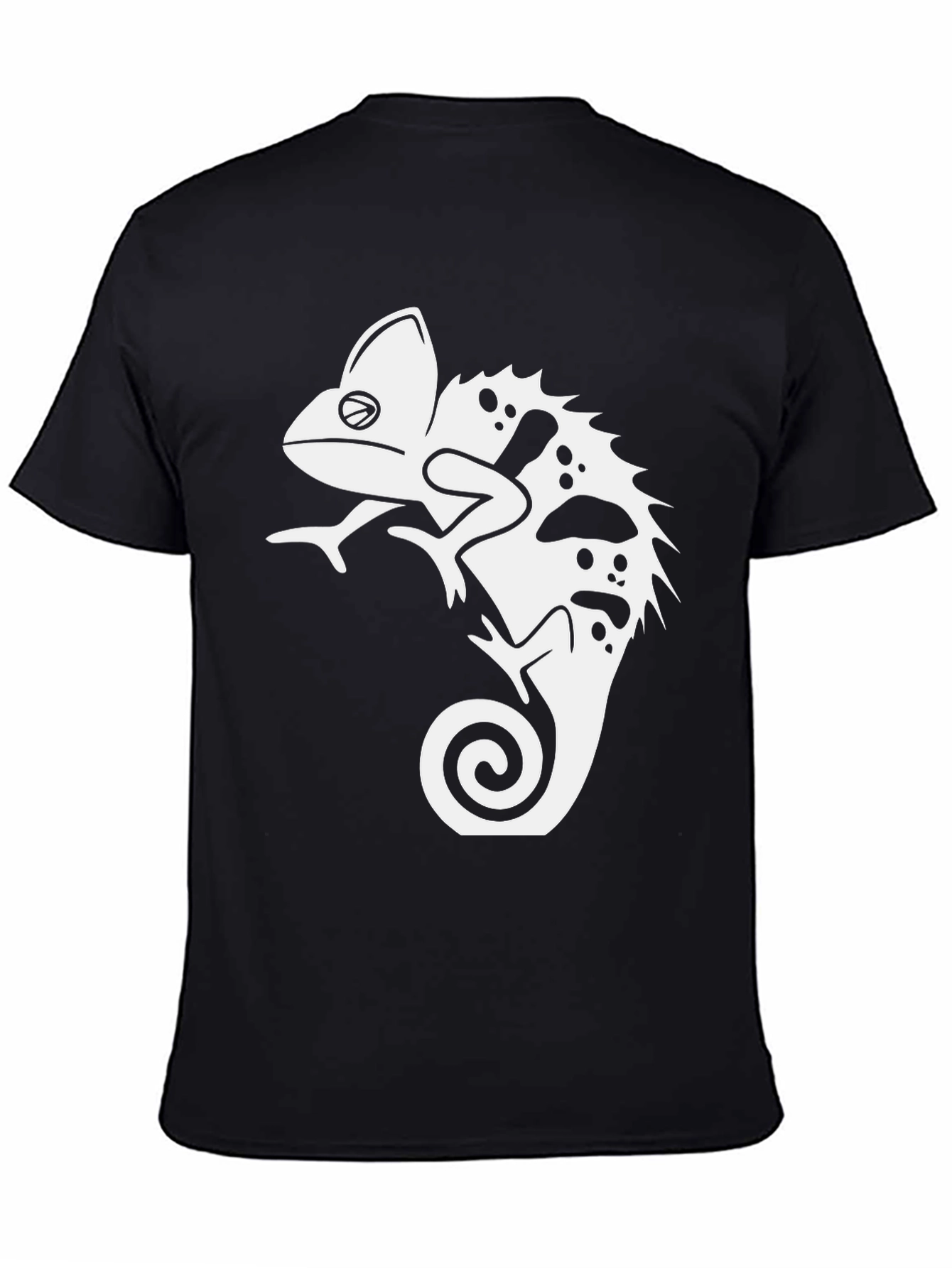 Black T-Shirt with Chameleon Graphic Print