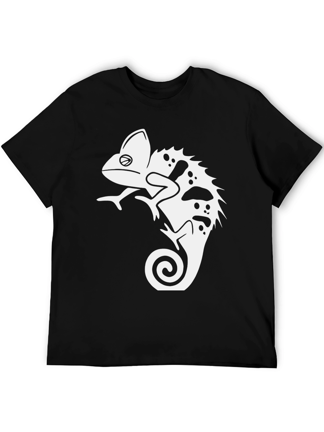 Black T-Shirt with Chameleon Graphic Print