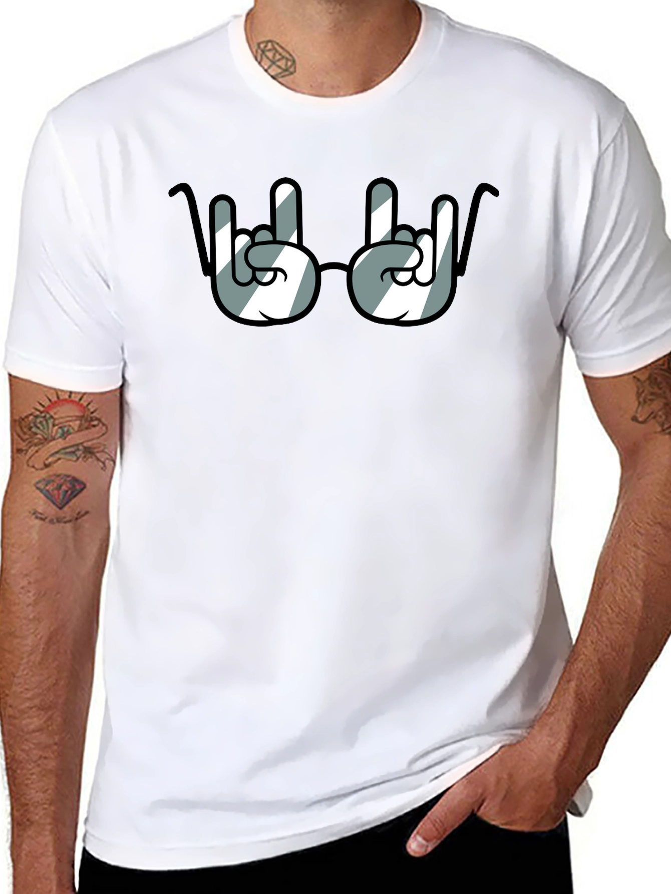 Rock On! Novelty Graphic Print Crew Neck T-Shirt