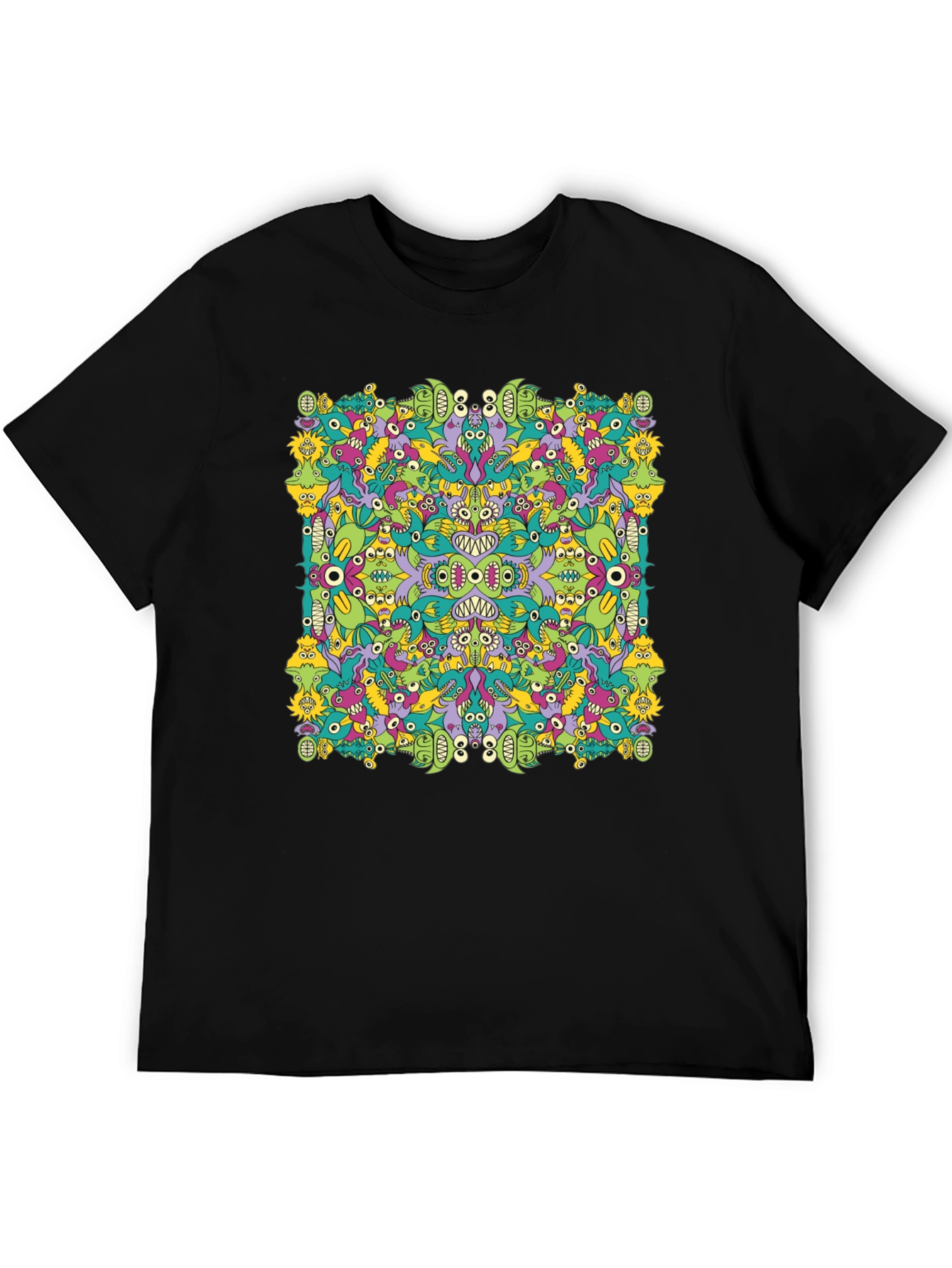 Funky Monster Doodle Graphic Tee - Black