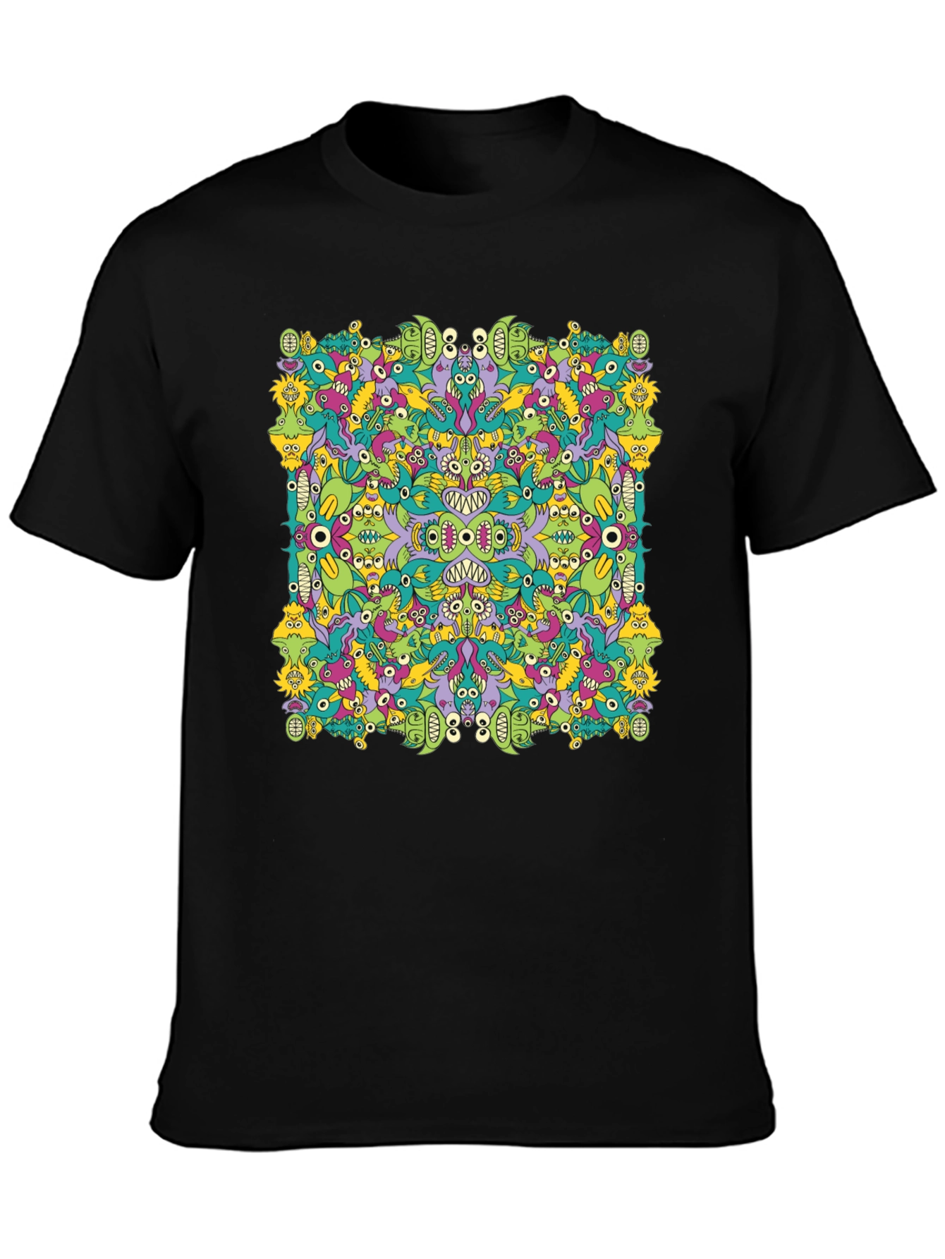 Funky Monster Doodle Graphic Tee - Black