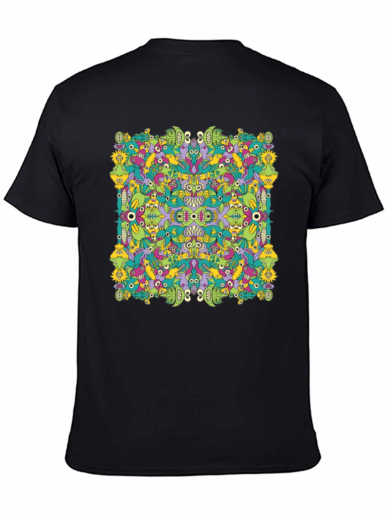 Funky Monster Doodle Graphic Tee - Black