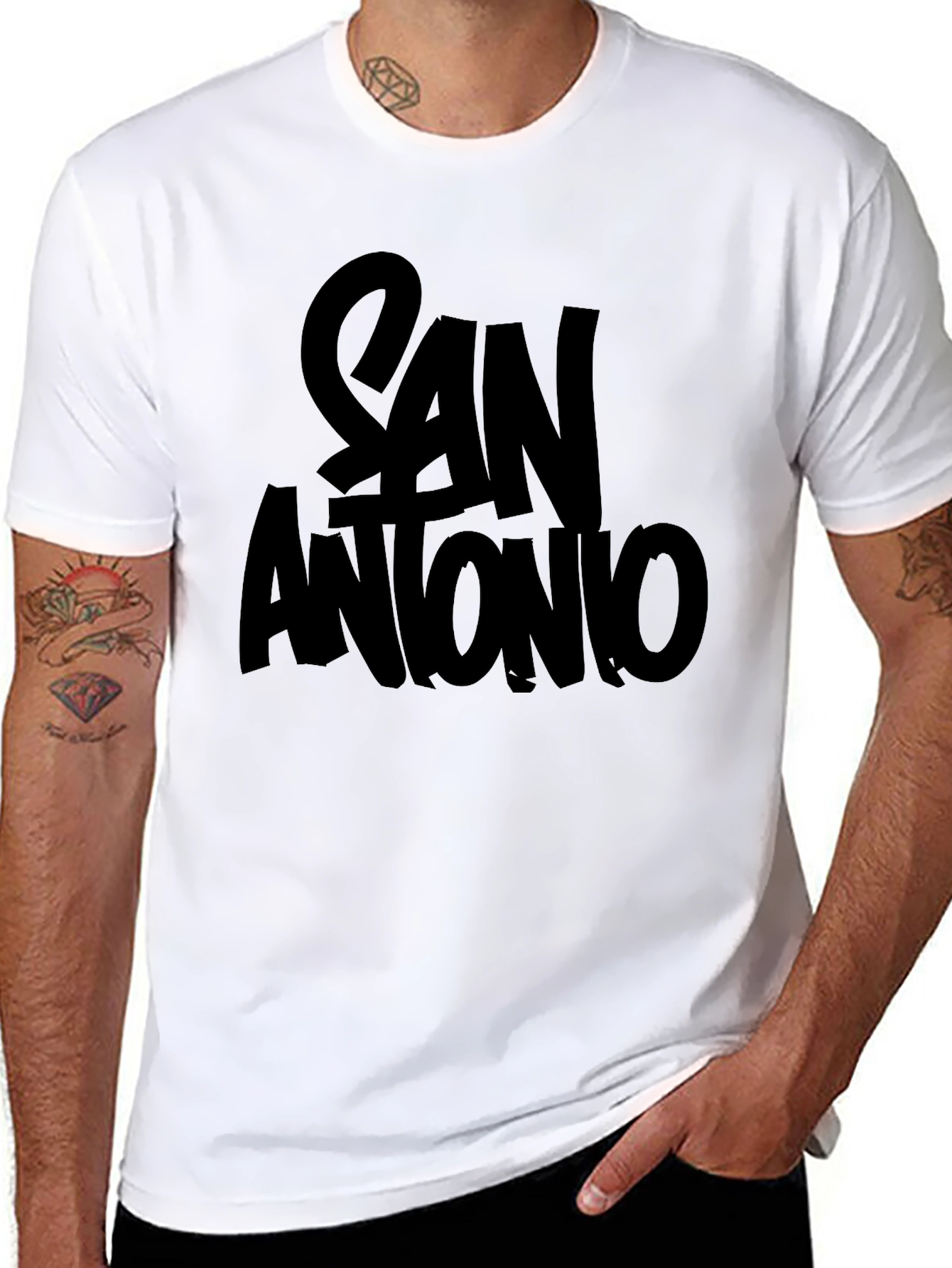 San Antonio Graphic T-Shirt - Black Crew Neck Tee