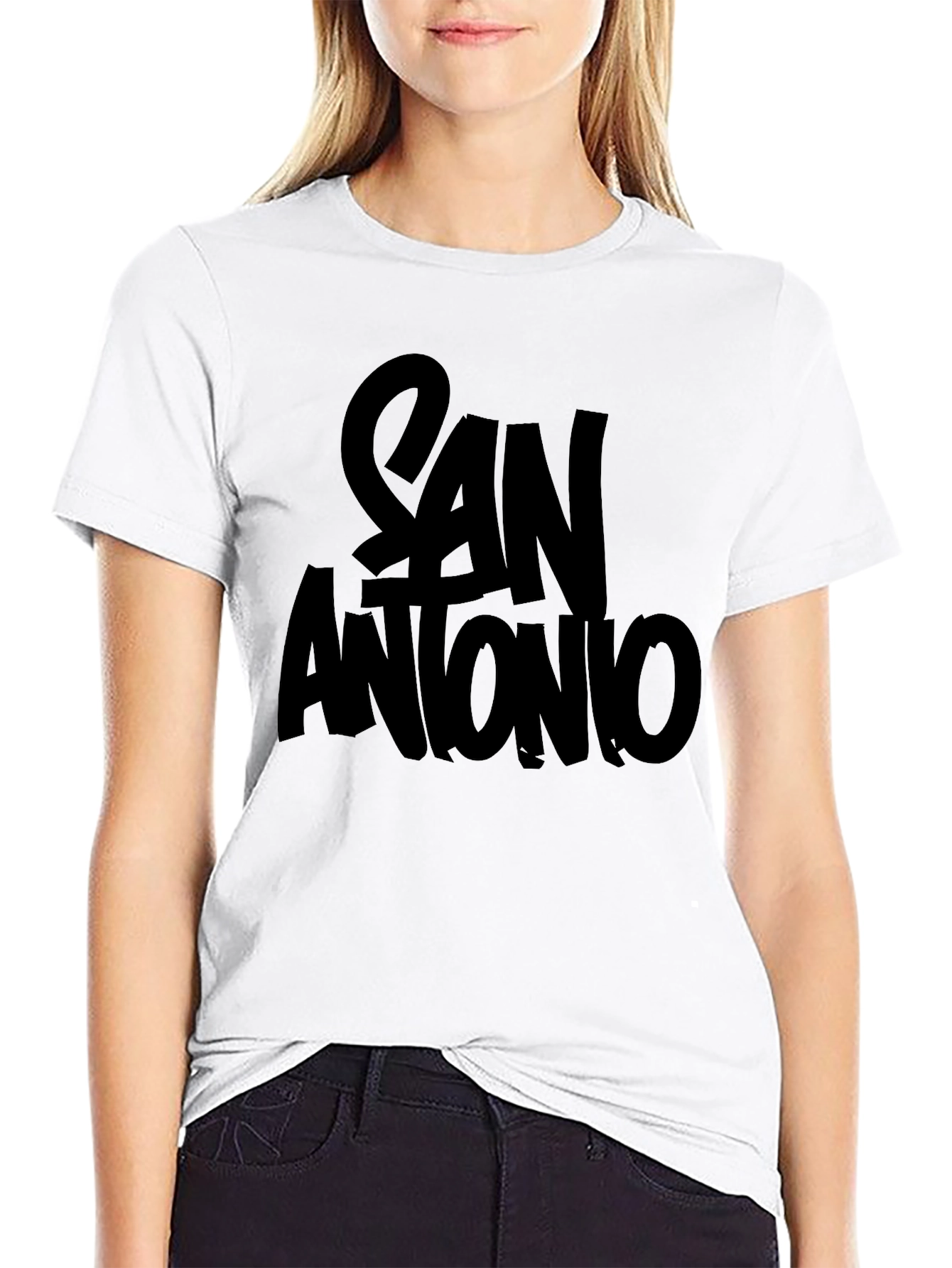 San Antonio Graphic T-Shirt - Black Crew Neck Tee