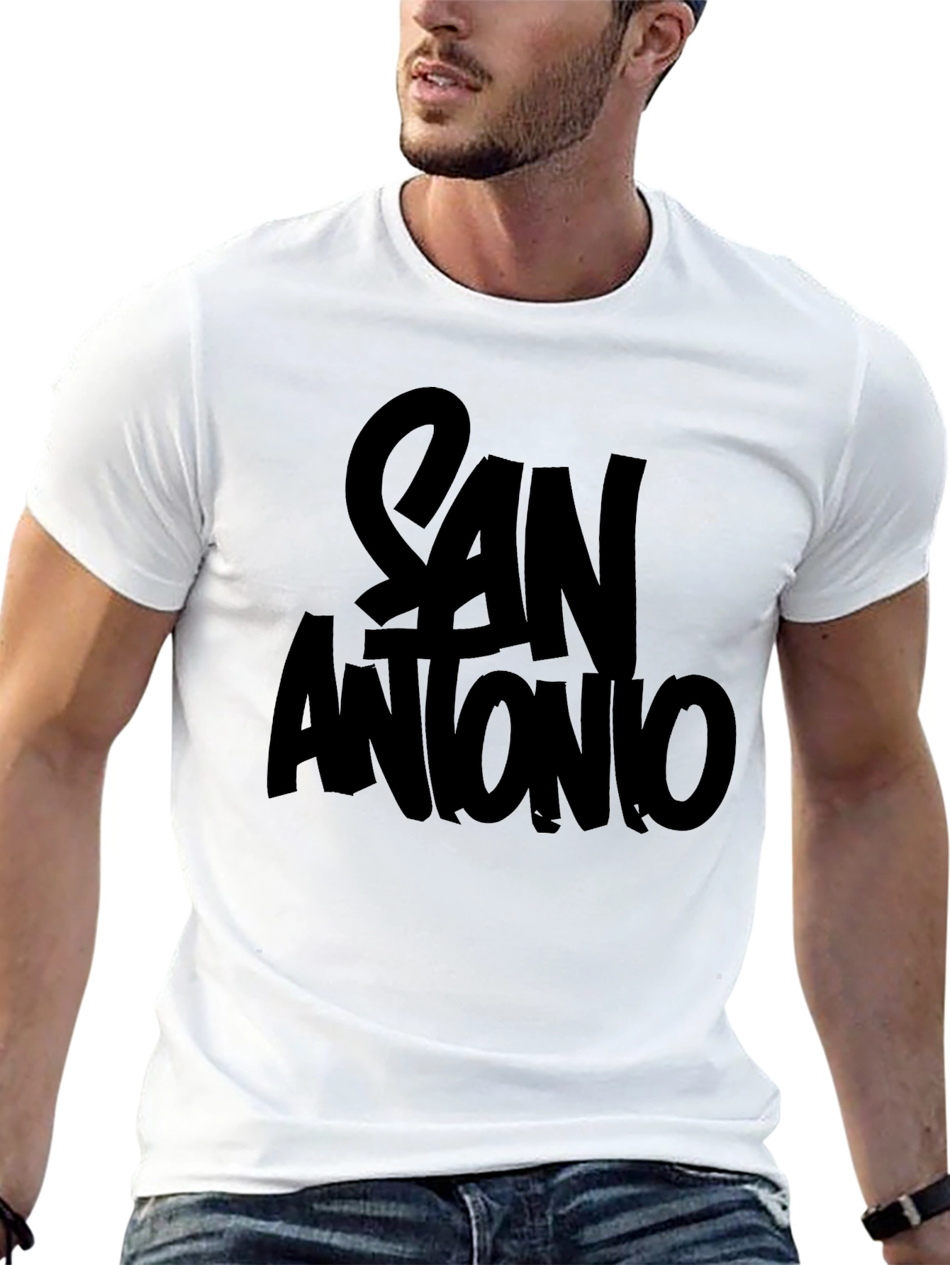 San Antonio Graphic T-Shirt - Black Crew Neck Tee