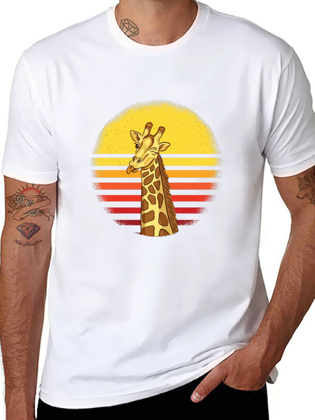 Giraffe Sunset Graphic T-Shirt