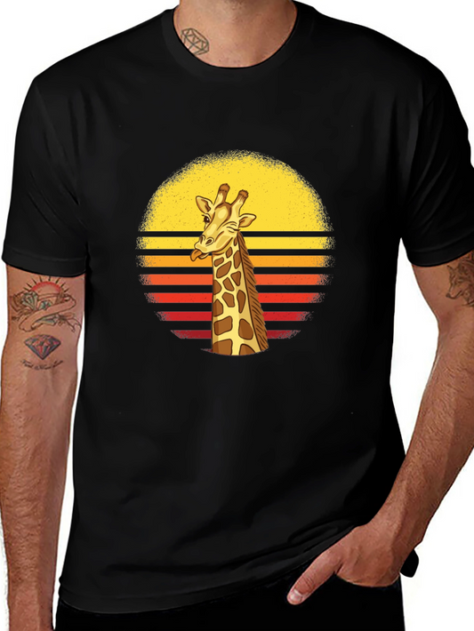 Giraffe Sunset Graphic T-Shirt