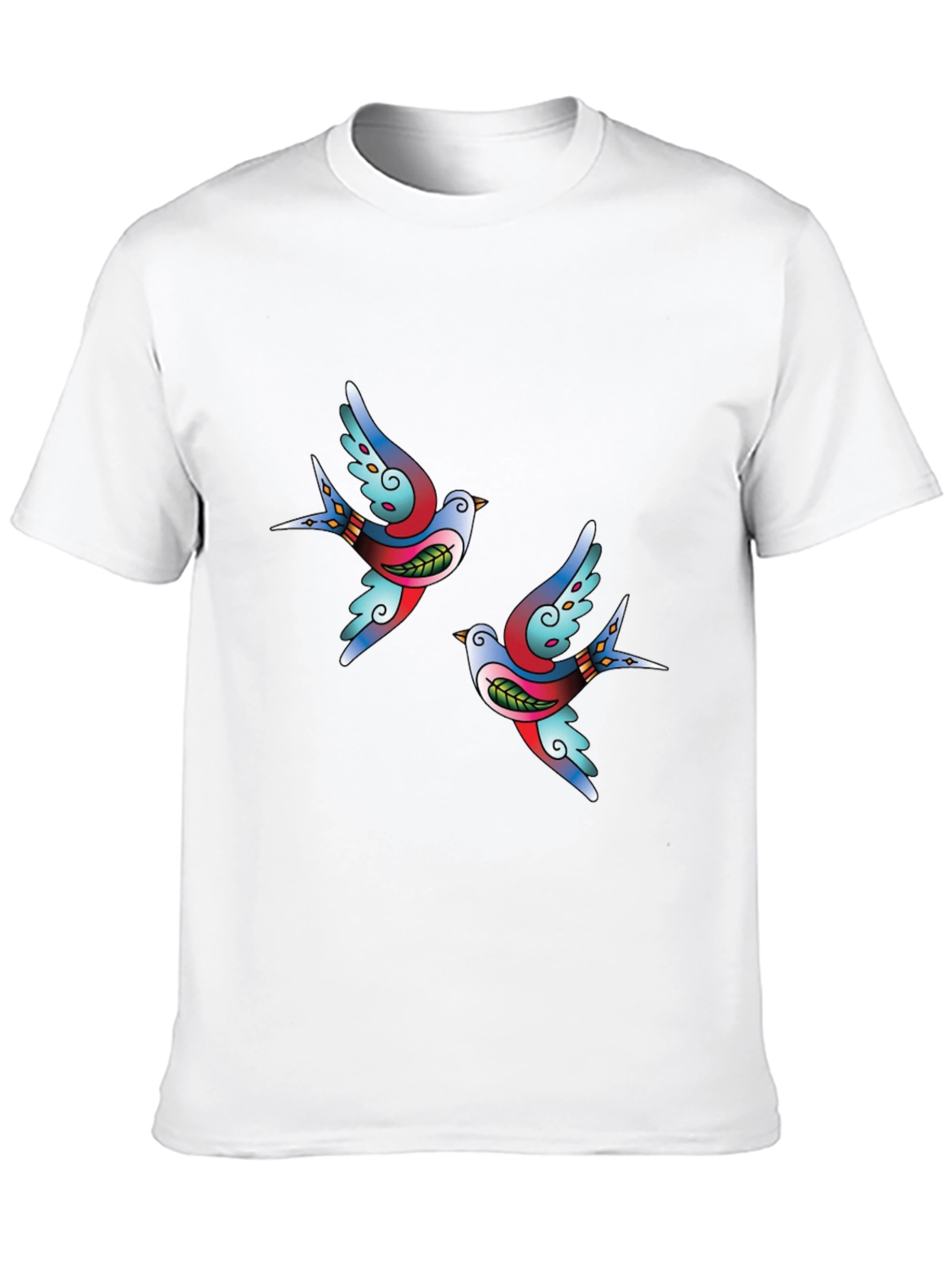 Classic Tattoo Swallow Bird Graphic Tee - Soft Black