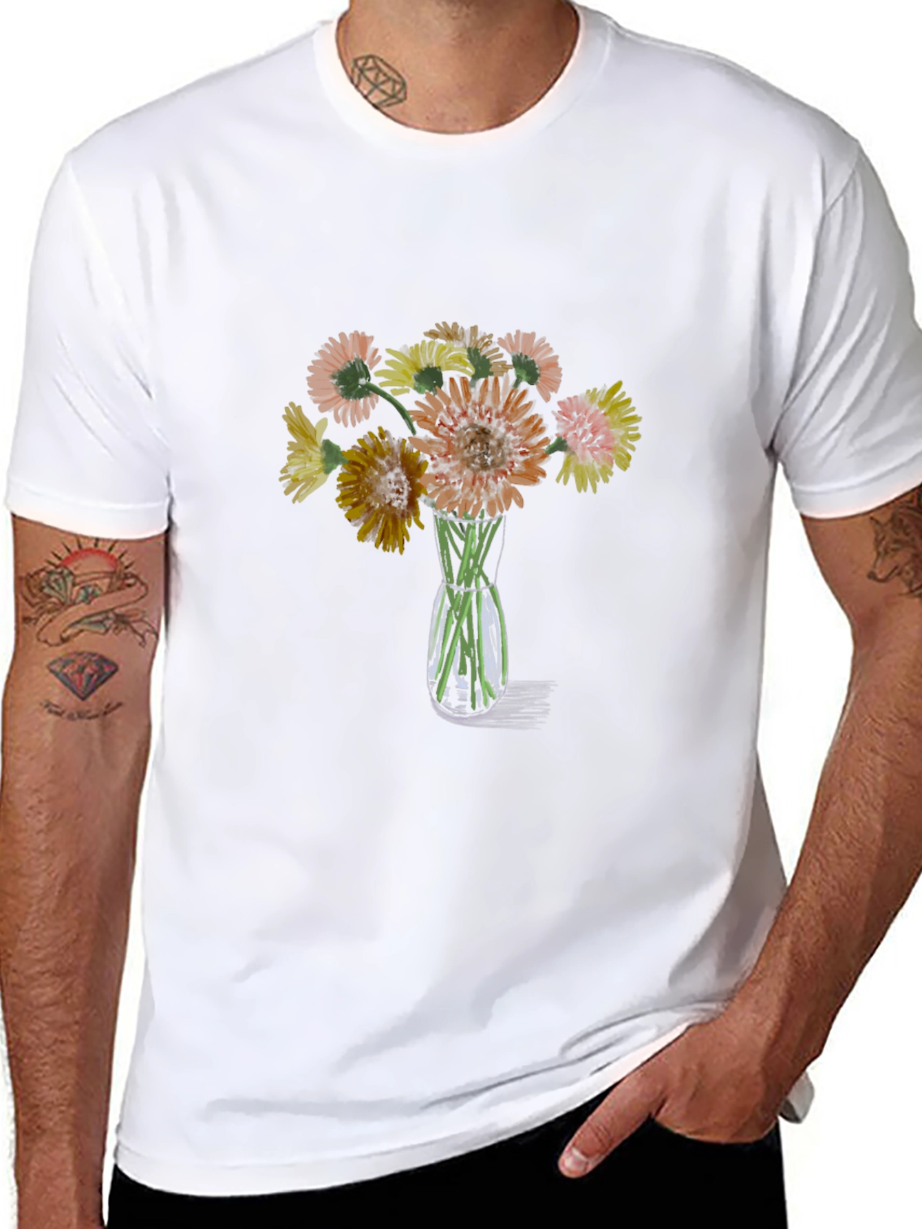 Floral Bouquet Graphic T-Shirt - Black