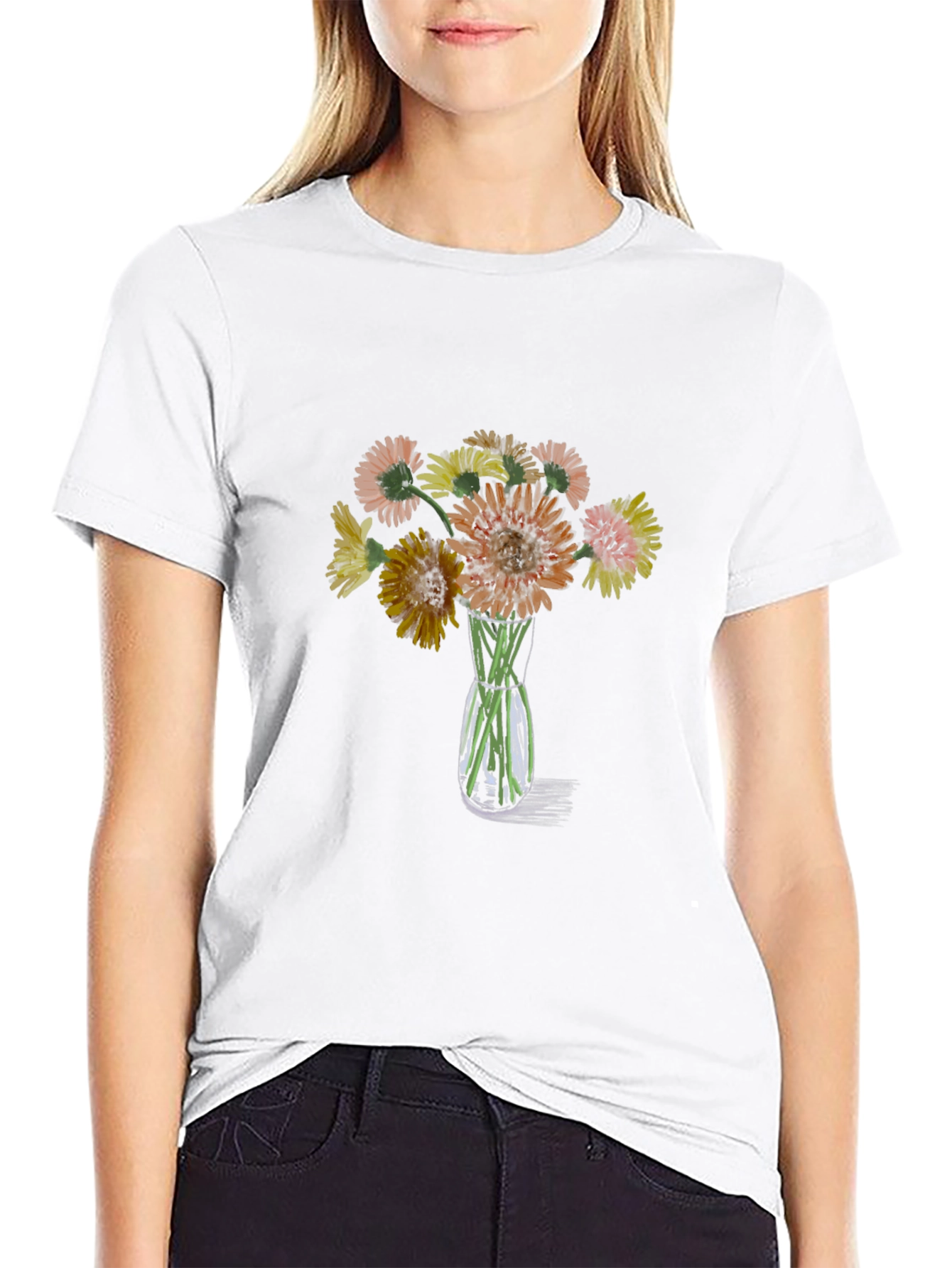 Floral Bouquet Graphic T-Shirt - Black