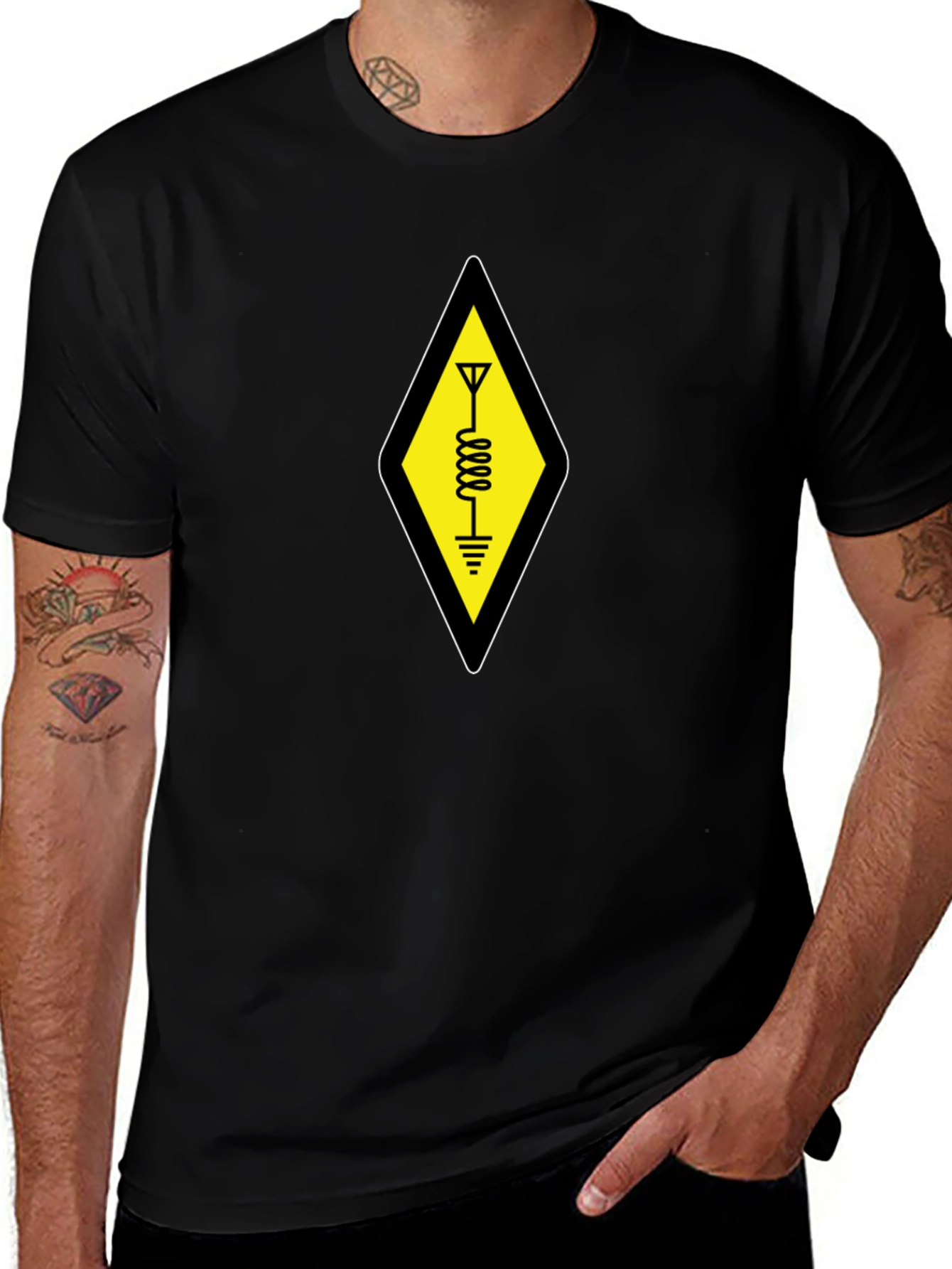 Ham Radio Operator T-Shirt - Yellow Diamond Design