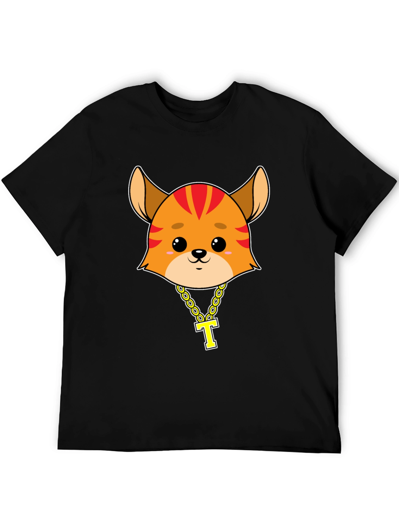 Cute Cartoon Animal Tee with Gold Chain