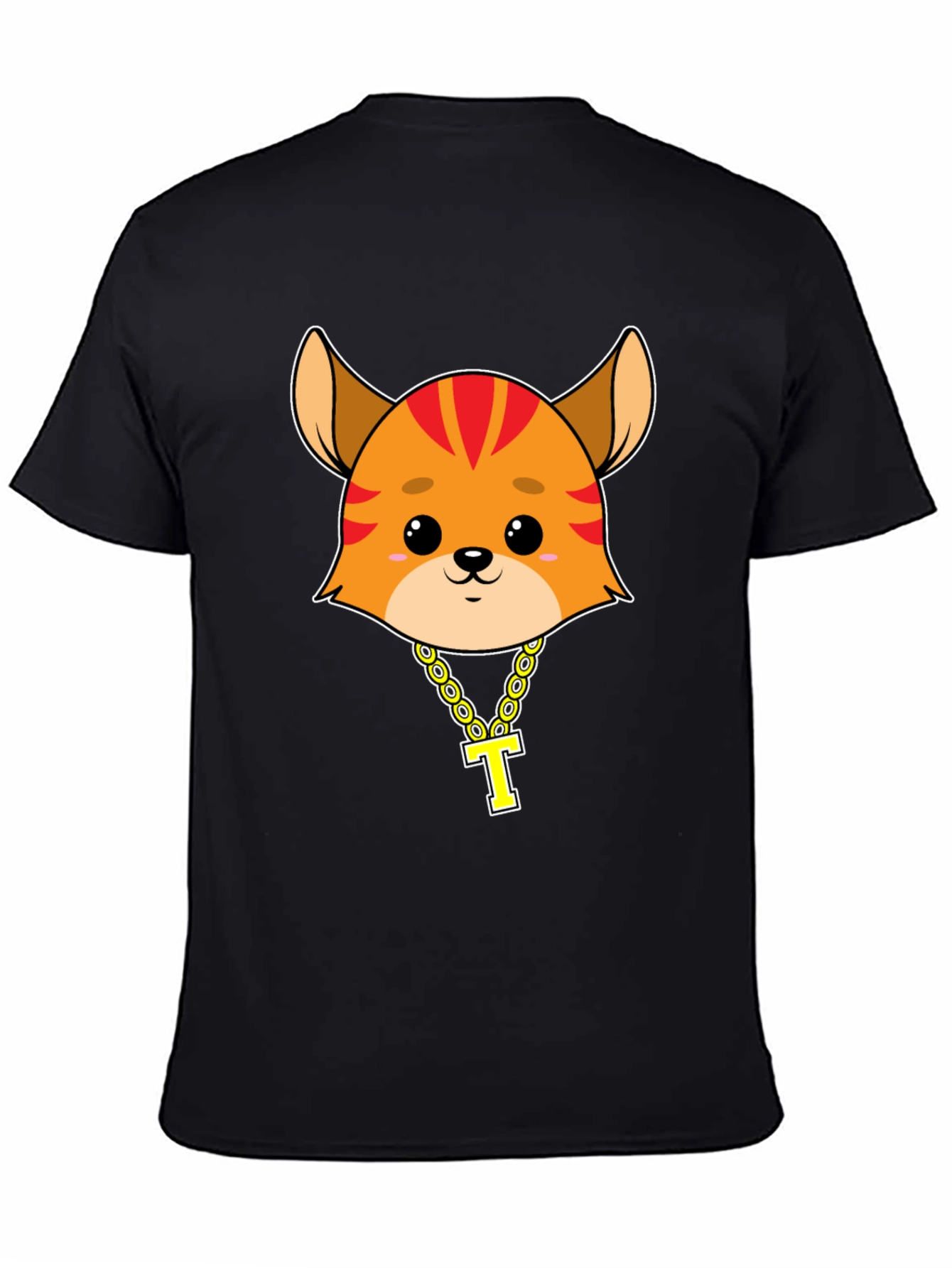 Cute Cartoon Animal Tee with Gold Chain