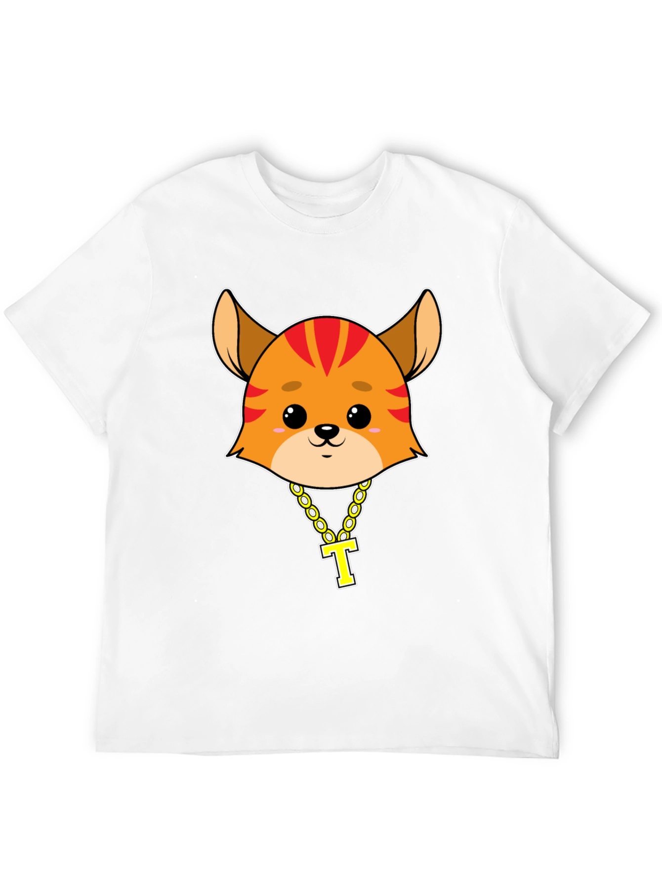 Cute Cartoon Animal Tee with Gold Chain