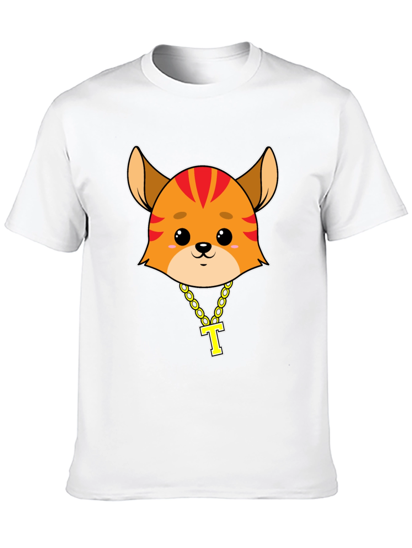 Cute Cartoon Animal Tee with Gold Chain