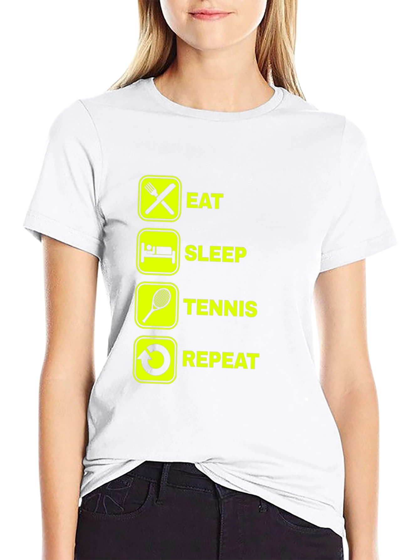 Eat Sleep Tennis Repeat Black T-Shirt