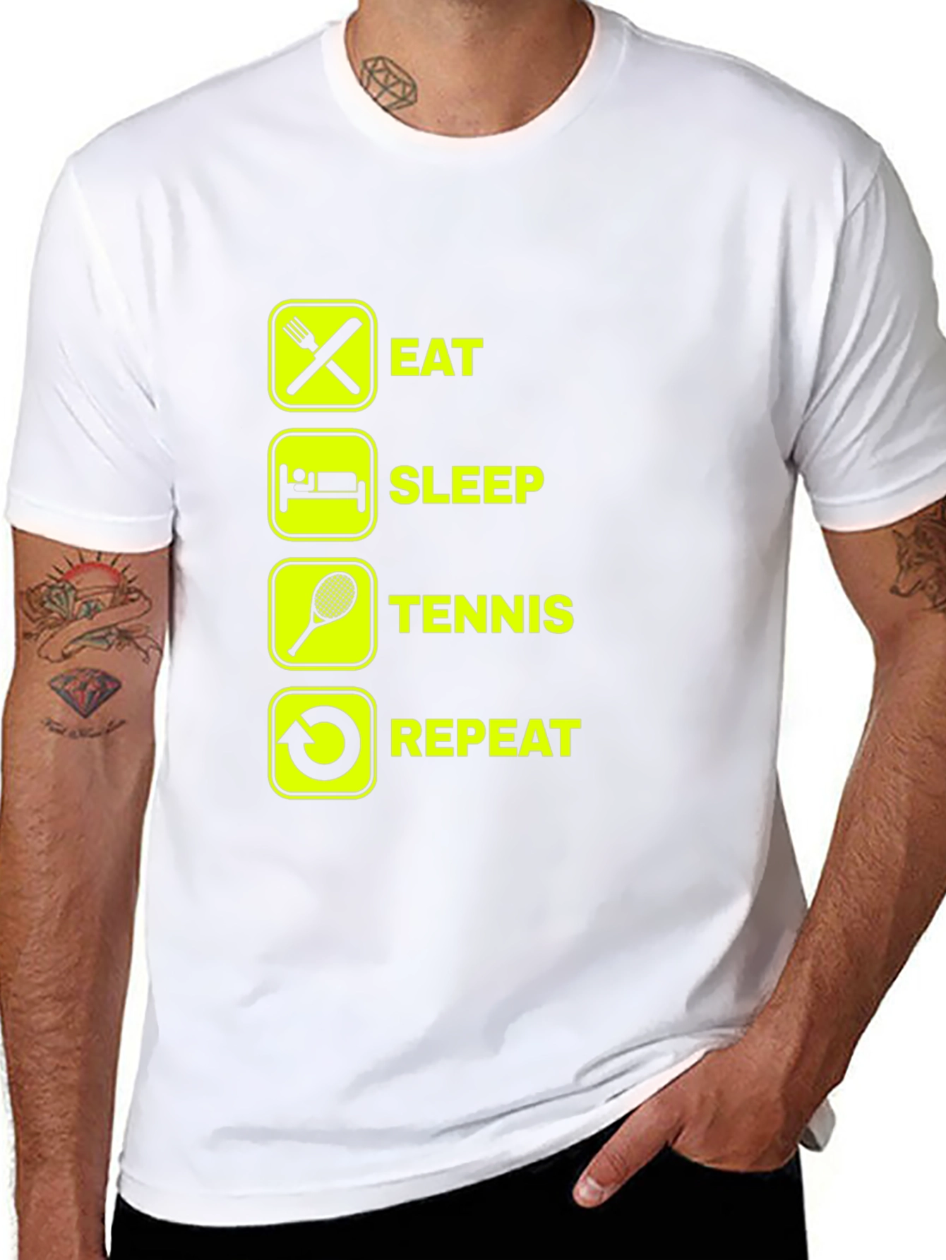 Eat Sleep Tennis Repeat Black T-Shirt