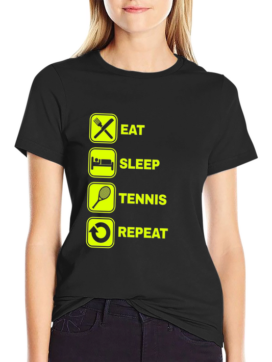 Eat Sleep Tennis Repeat Black T-Shirt