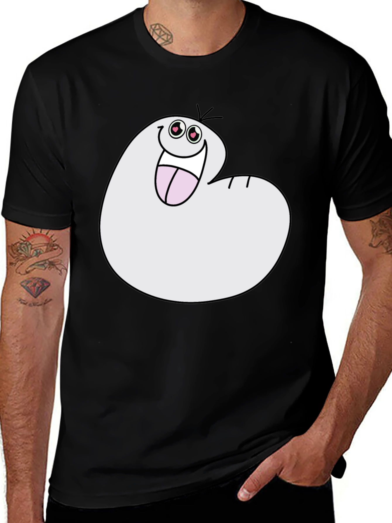 Funny Cartoon Character Black T-Shirt