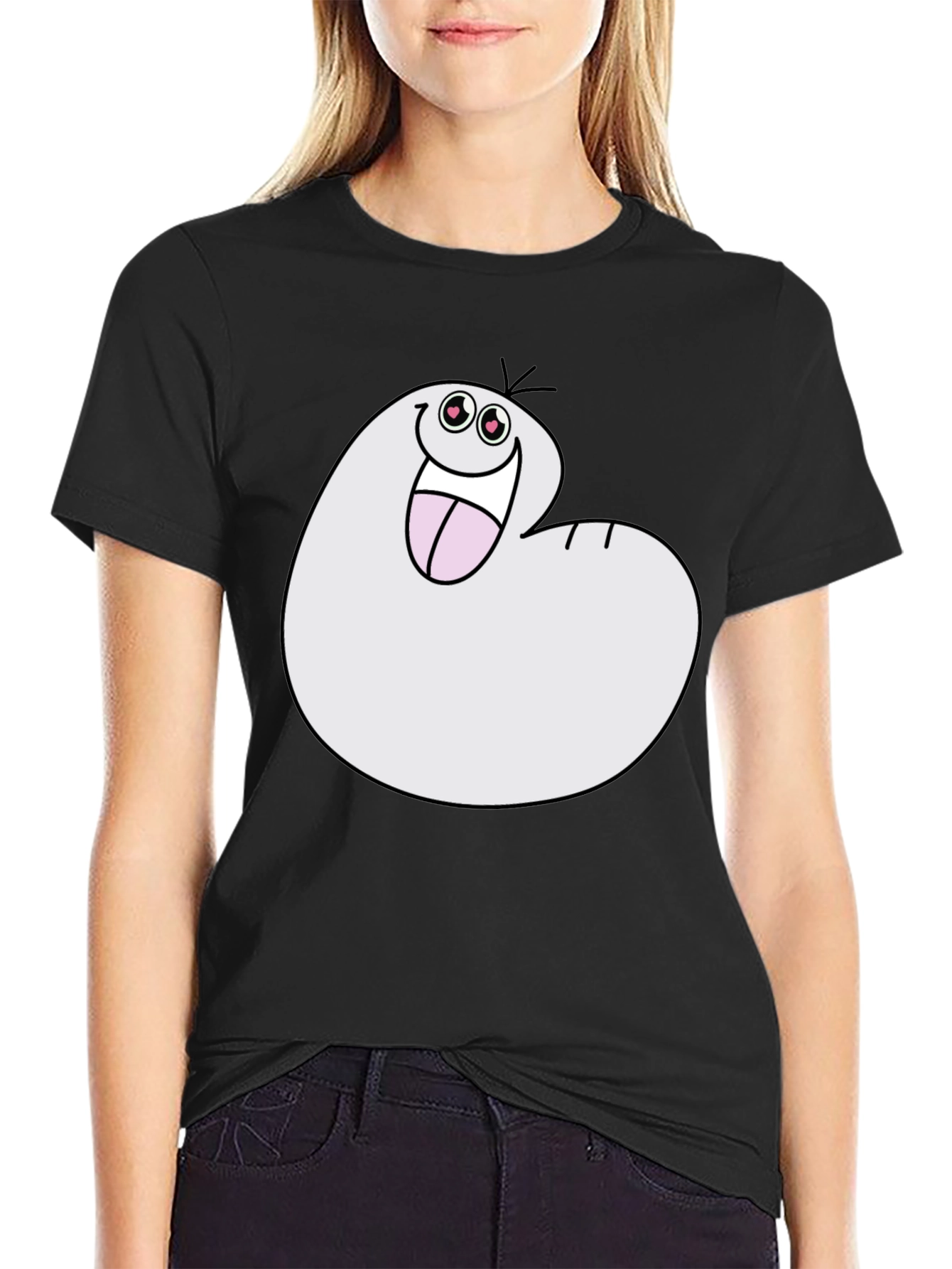 Funny Cartoon Character Black T-Shirt
