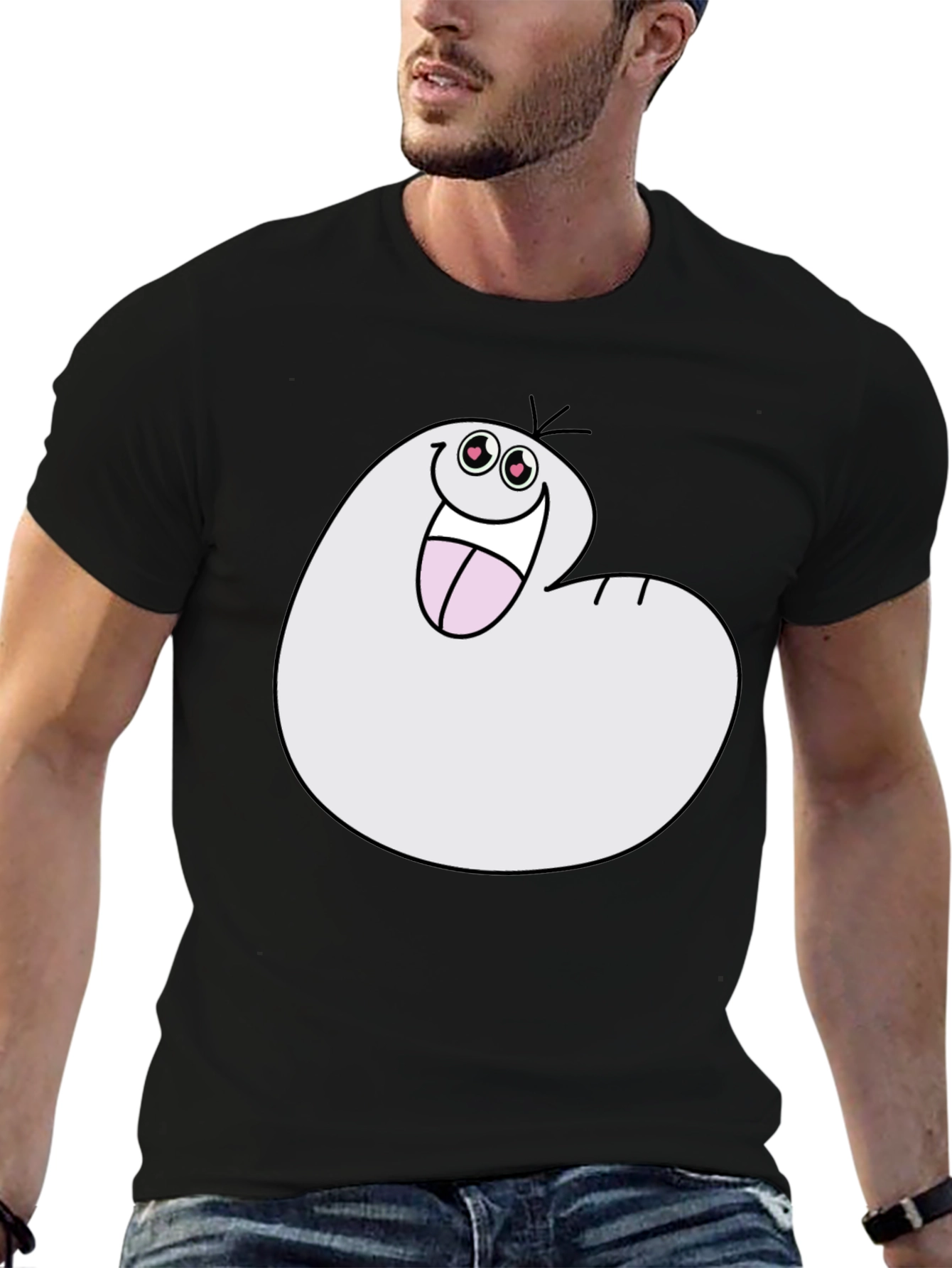 Funny Cartoon Character Black T-Shirt
