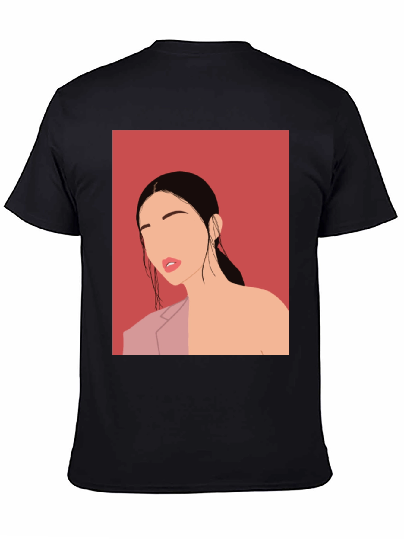 Abstract Woman Graphic Tee - Stylish Black T-Shirt