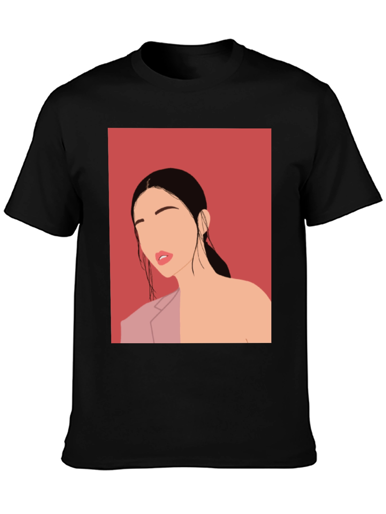 Abstract Woman Graphic Tee - Stylish Black T-Shirt