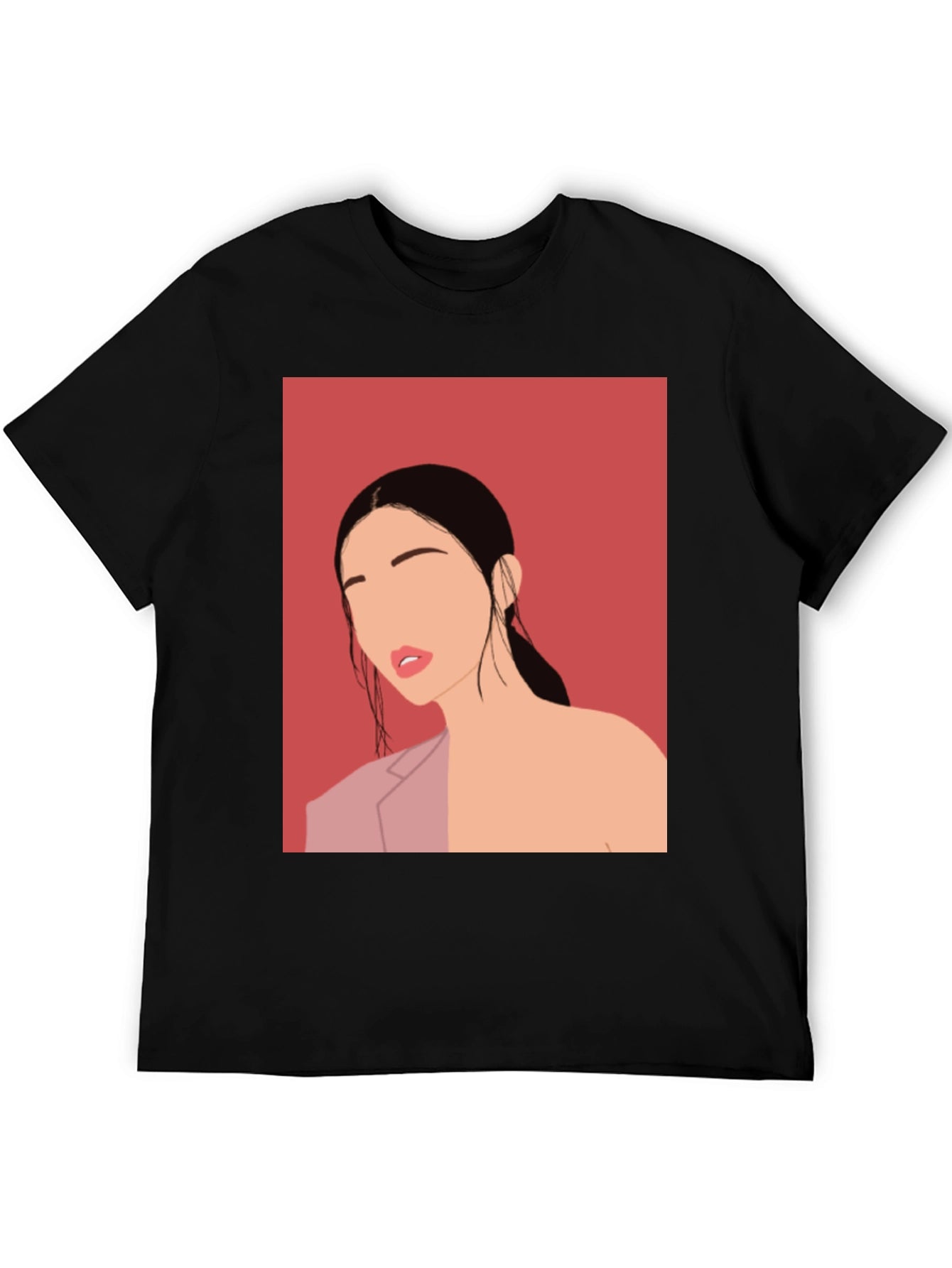Abstract Woman Graphic Tee - Stylish Black T-Shirt