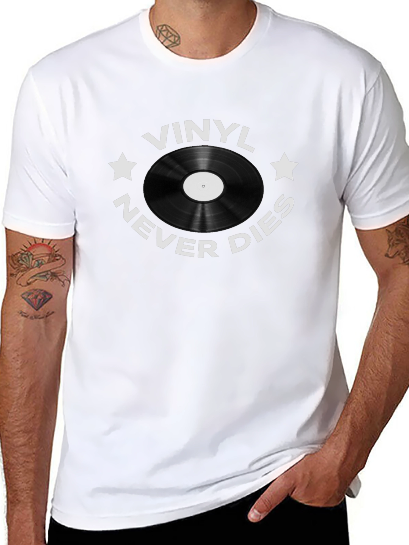 Vinyl Never Dies Graphic Tee - Music Lover T-Shirt